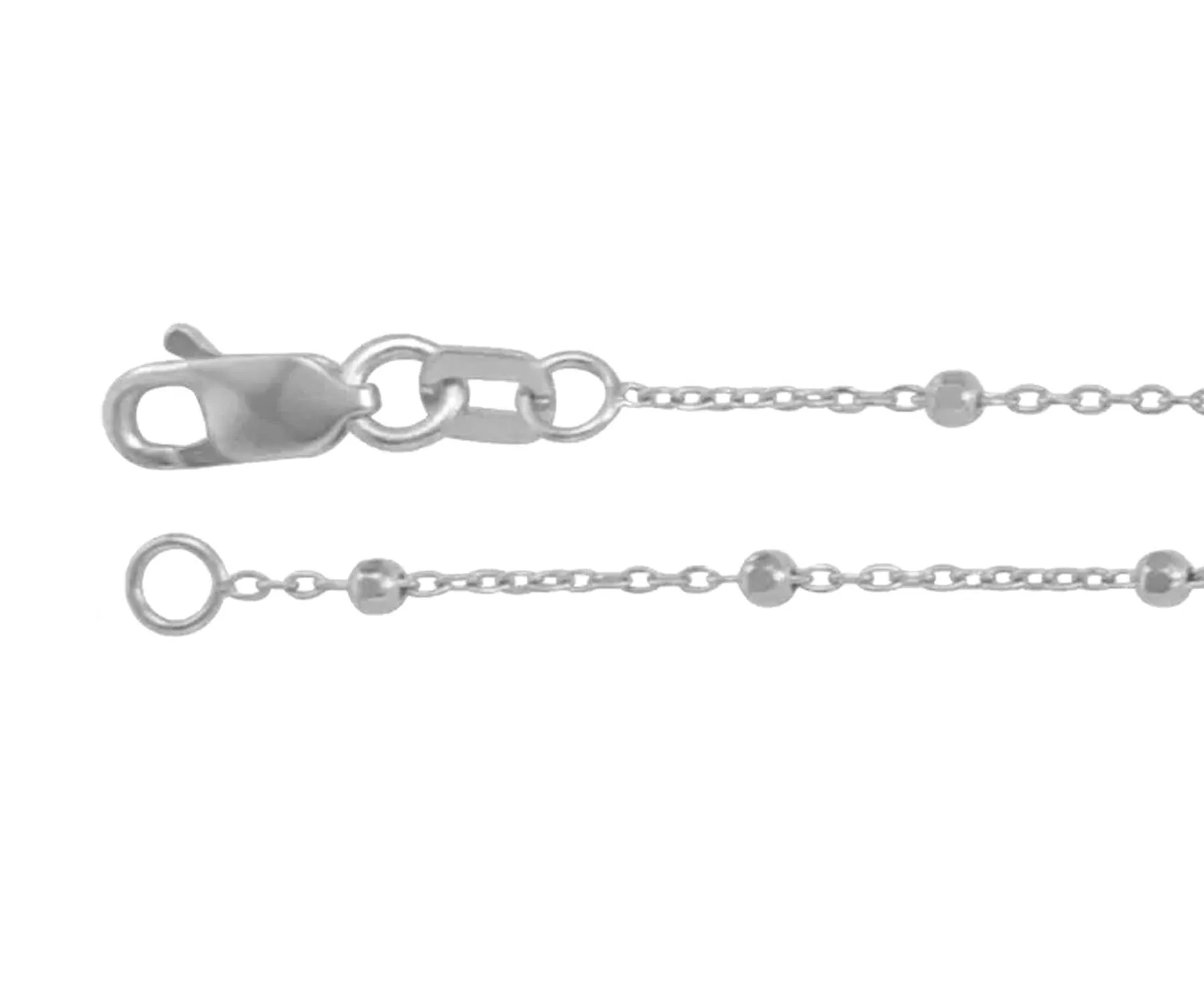 Beaded 14k White Gold Cable 1mm Chain