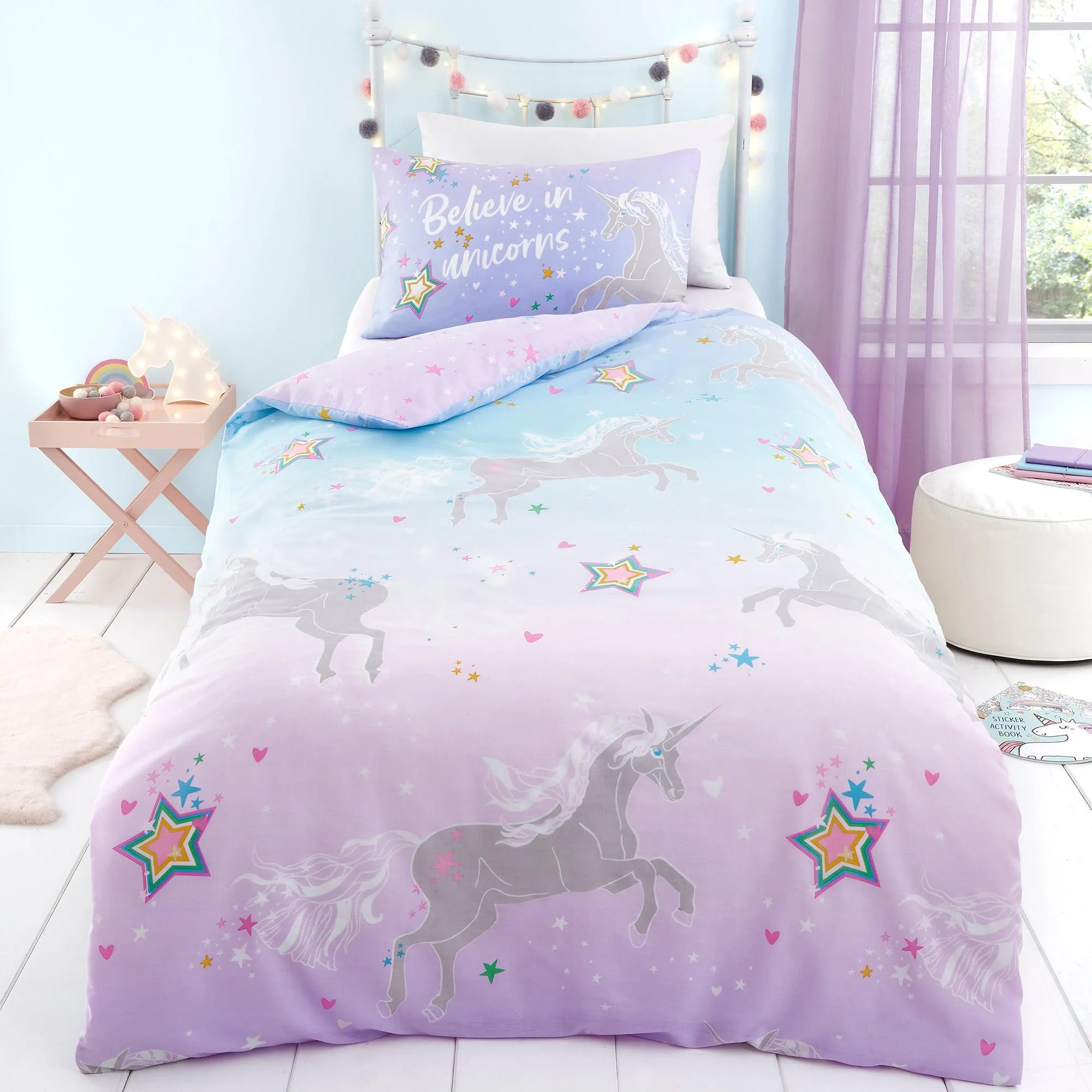 Bedlam Ombre Unicorn Duvet Cover Set - Lilac