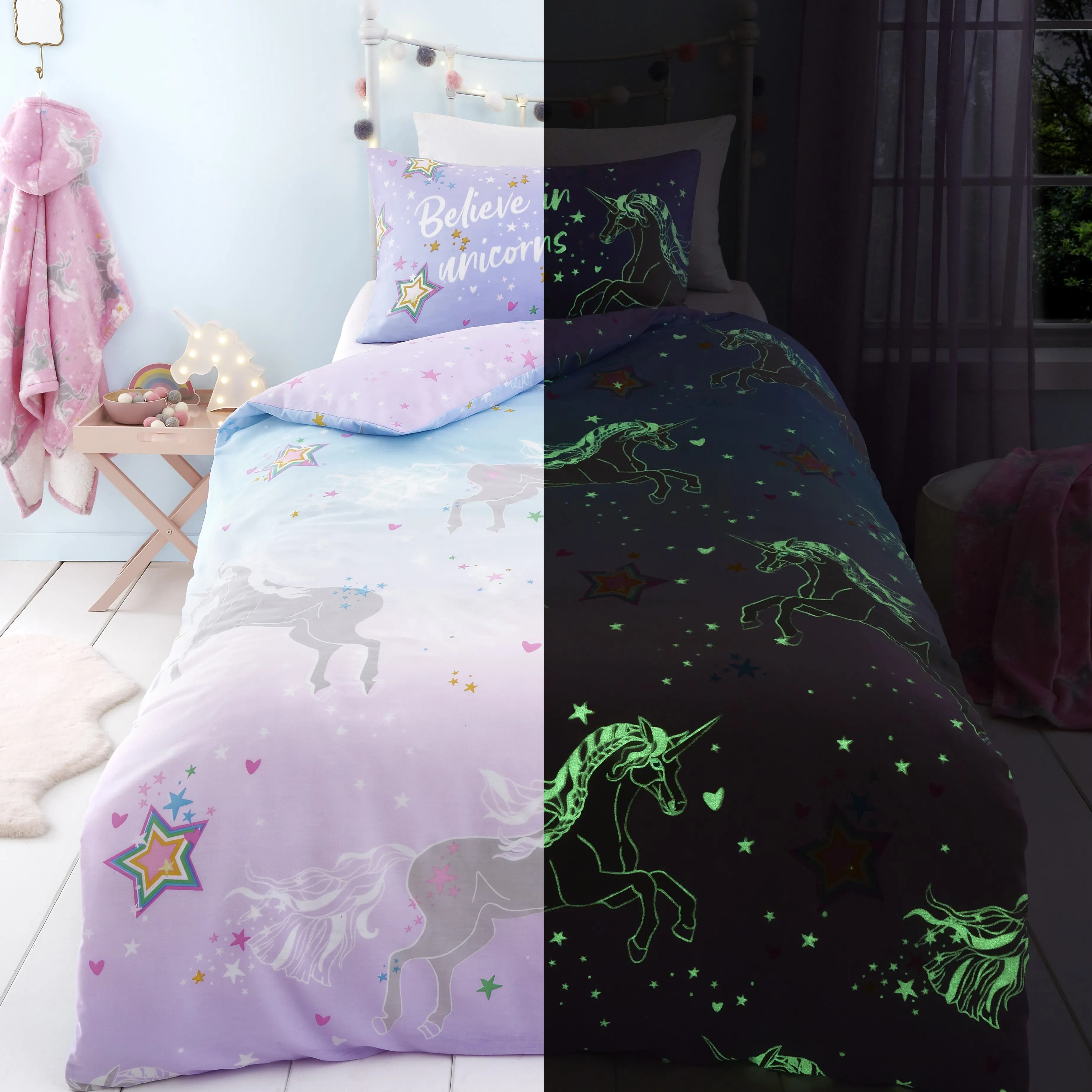 Bedlam Ombre Unicorn Duvet Cover Set - Lilac
