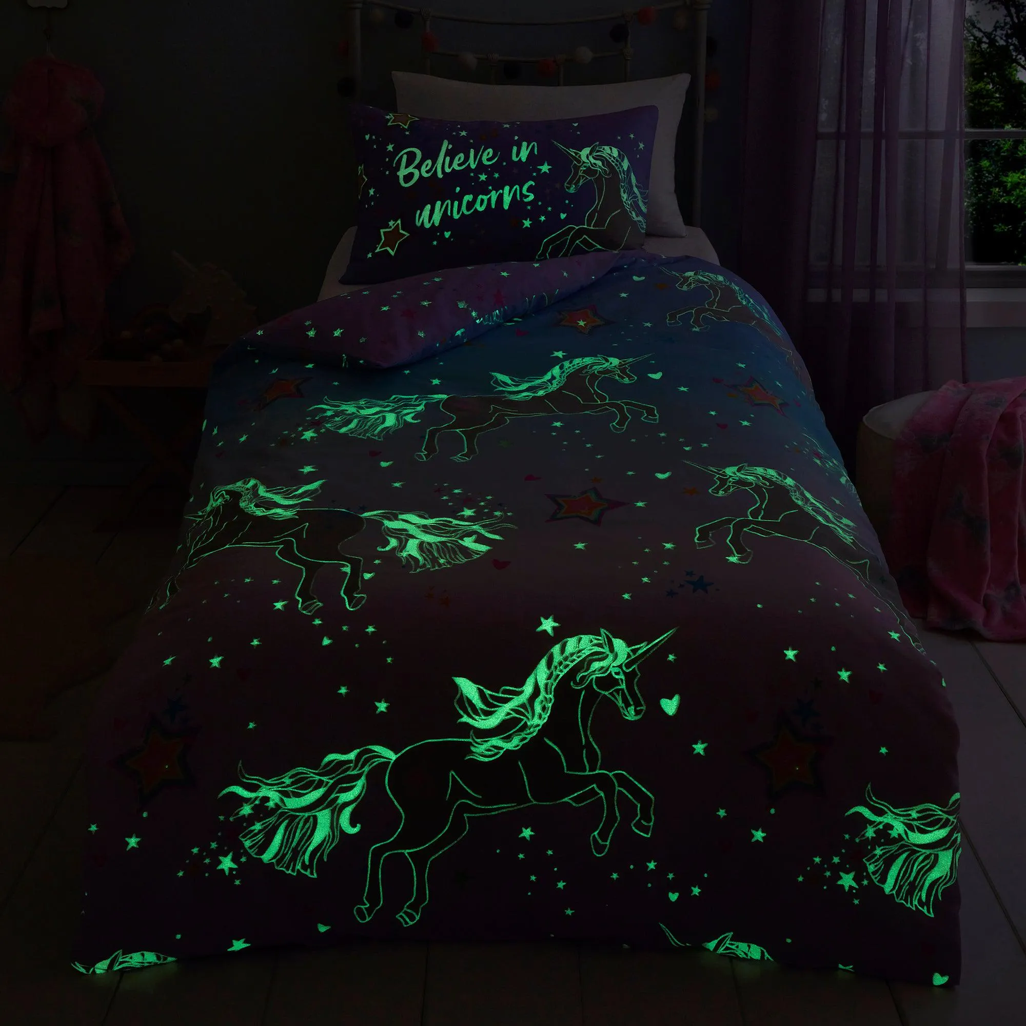 Bedlam Ombre Unicorn Duvet Cover Set - Lilac