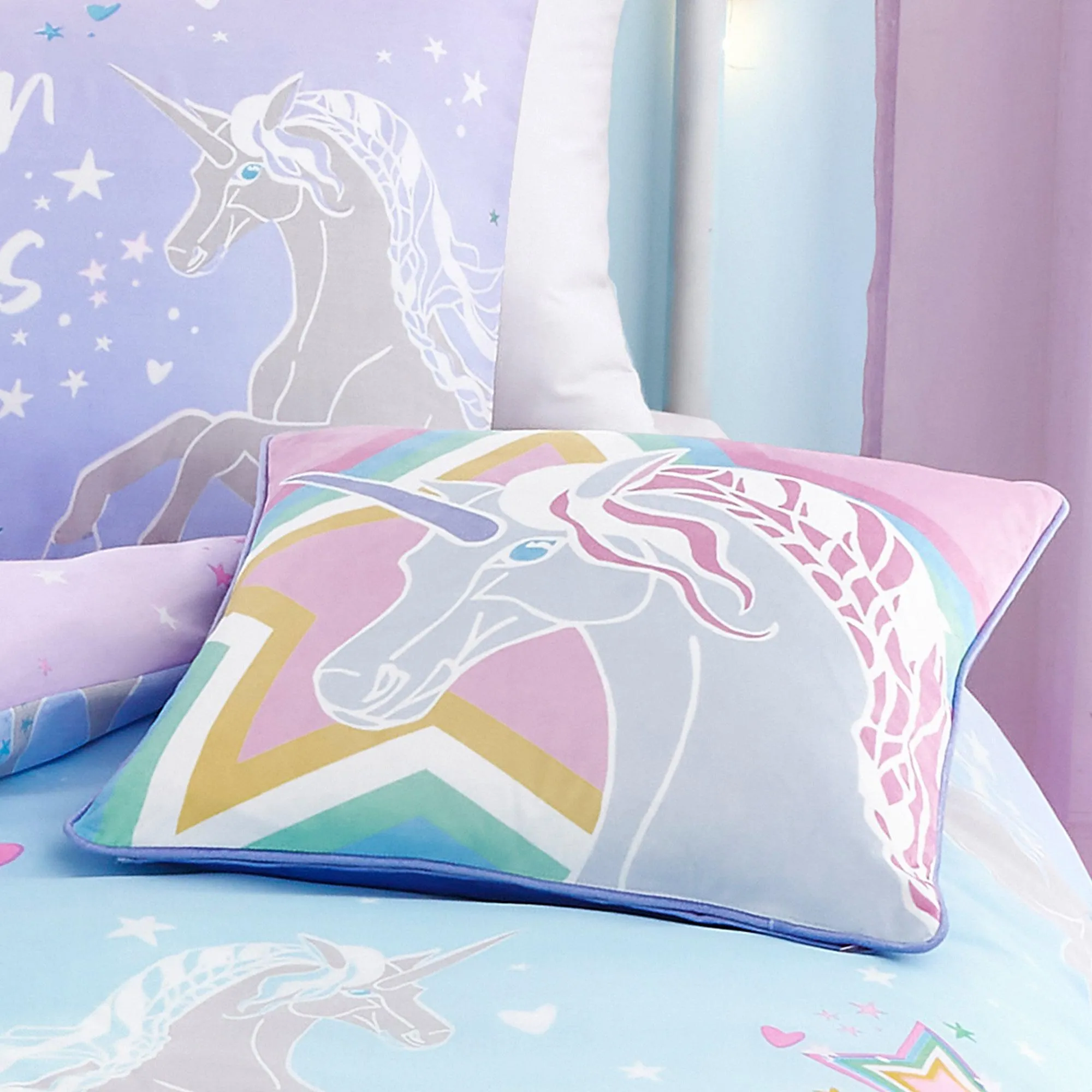 Bedlam Ombre Unicorn Duvet Cover Set - Lilac