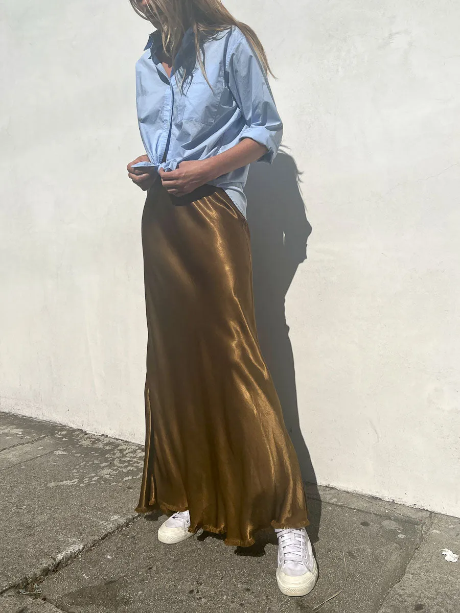 Bernie Skirt in Vintage Satin - Tannin