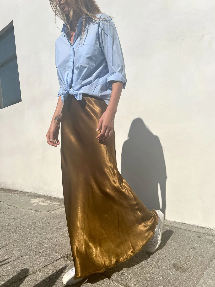 Bernie Skirt in Vintage Satin - Tannin