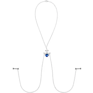 Blue Dangle Necklace Nipple Chain Created with Crystals