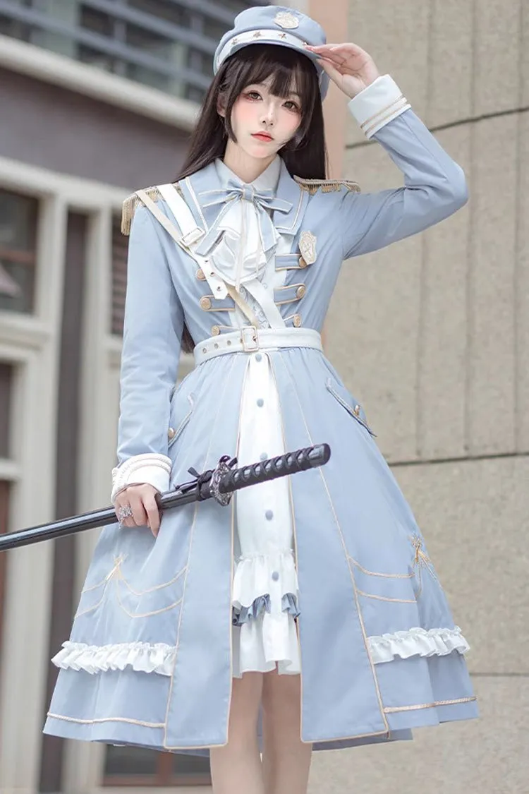 Blue Star Ocean Fantasy Cardigan Bowknot Sweet Military Elegant Lolita Dress