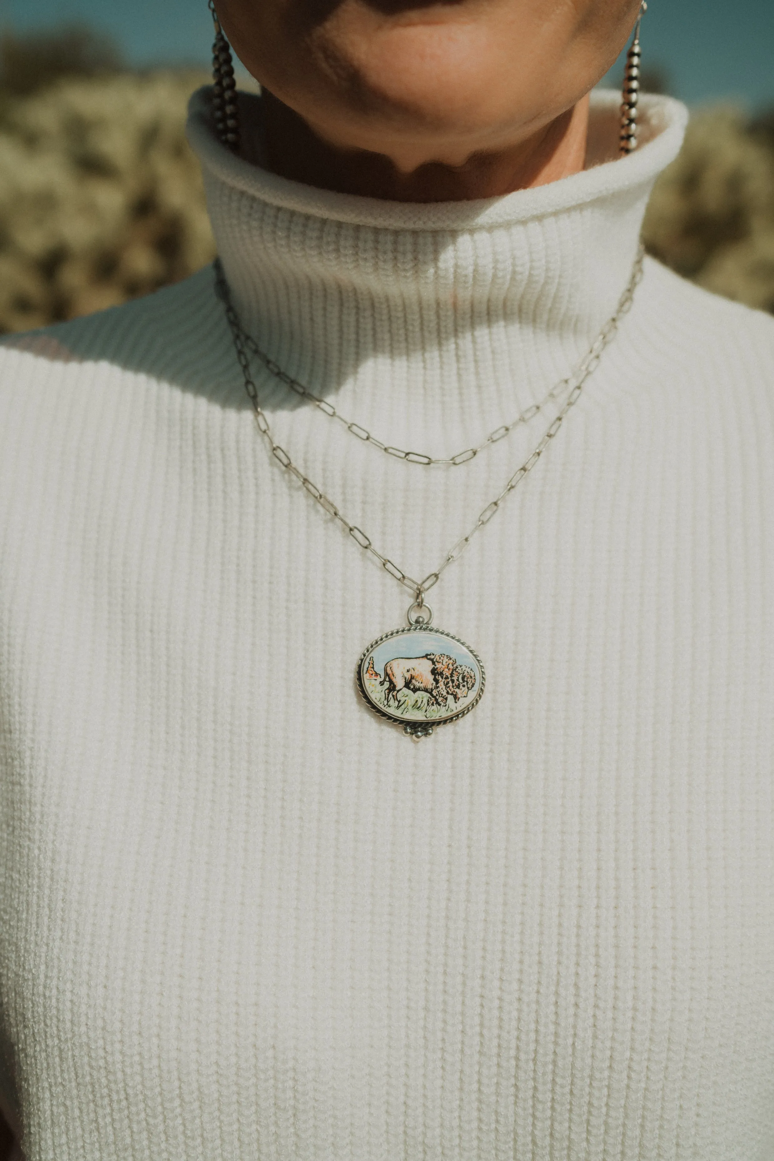 Blue   White Buffalo Necklace