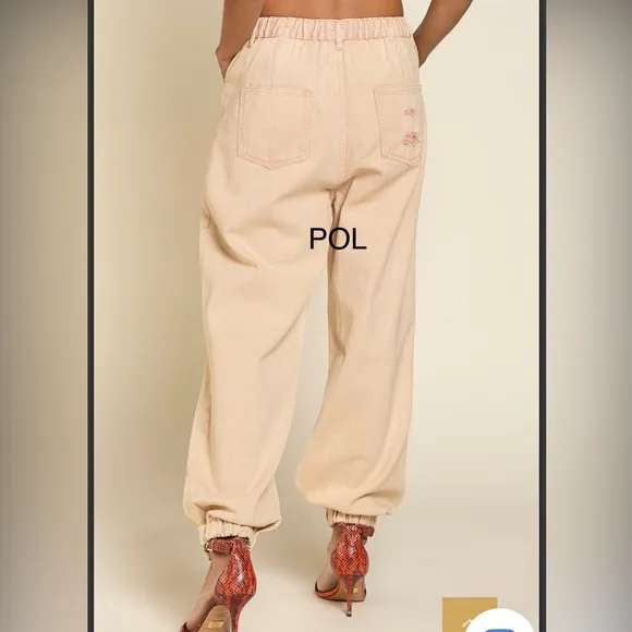 BPB12⭐️POL olayful tan distressed joggers w/elastic waist perfect 4 weekend fun!