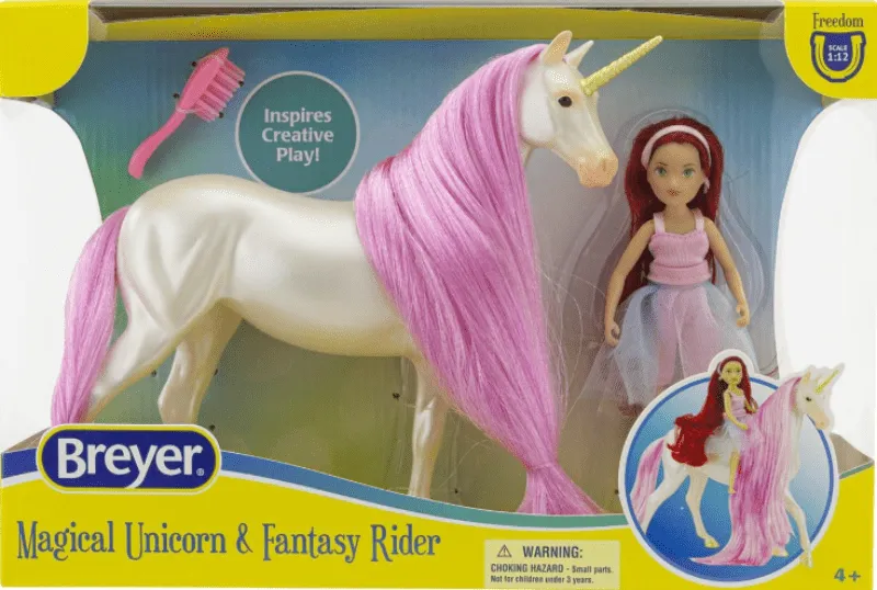 Breyer Freedom Magical Unicorn Sky and Fantasy Rider Meadow (TBC61147)