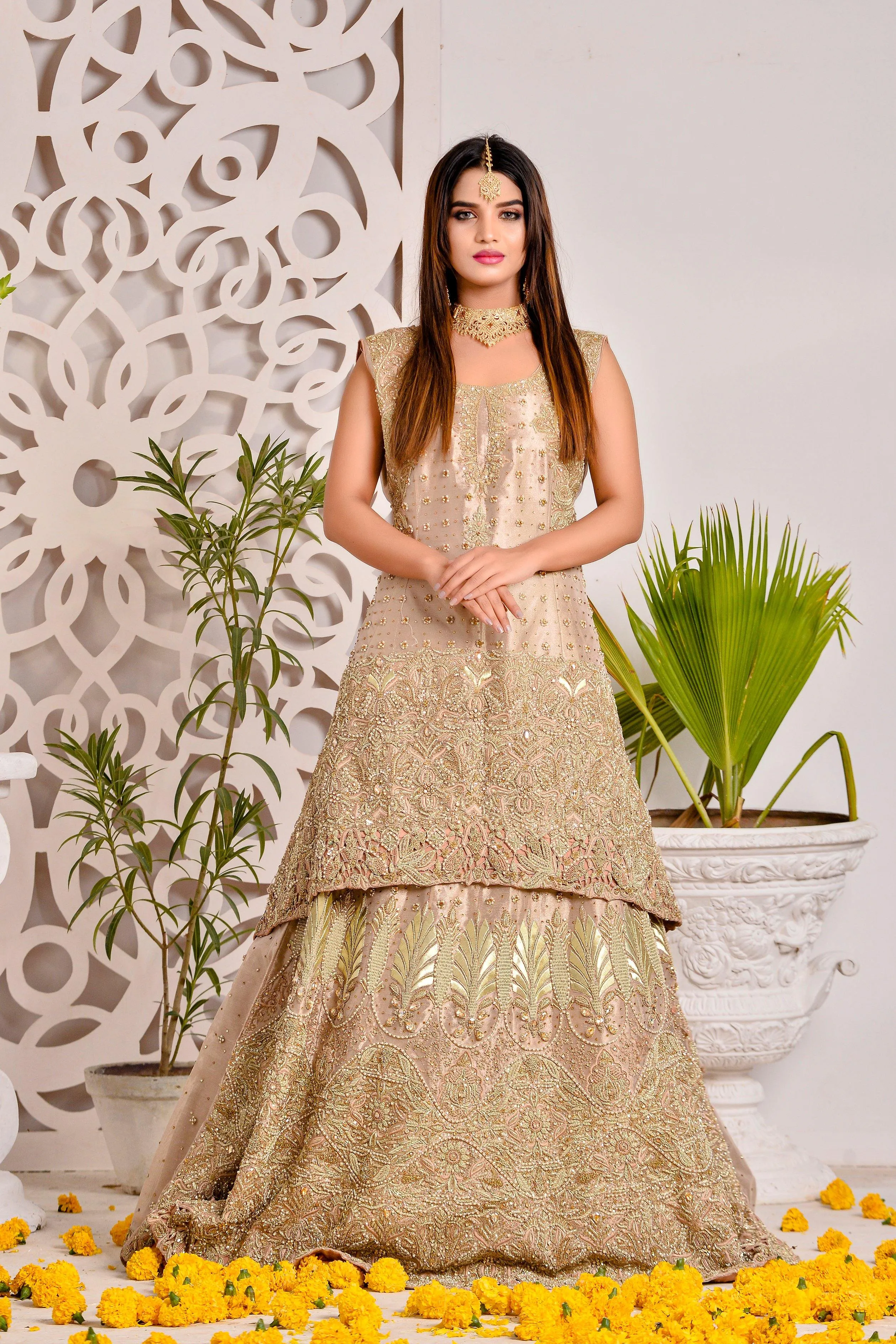 Bridal Short Frock with Lehenga Dress Pakistani #BS752
