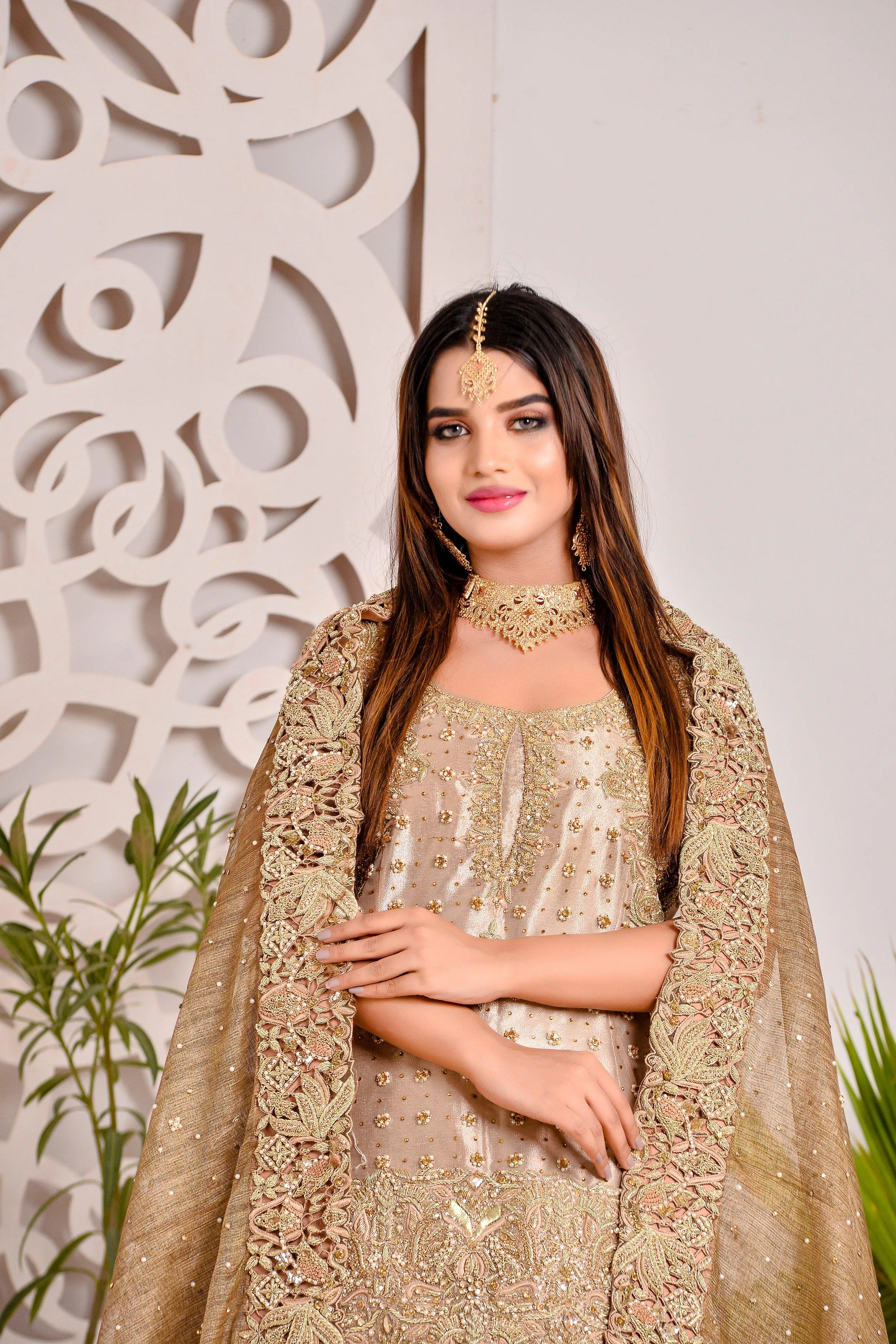 Bridal Short Frock with Lehenga Dress Pakistani #BS752