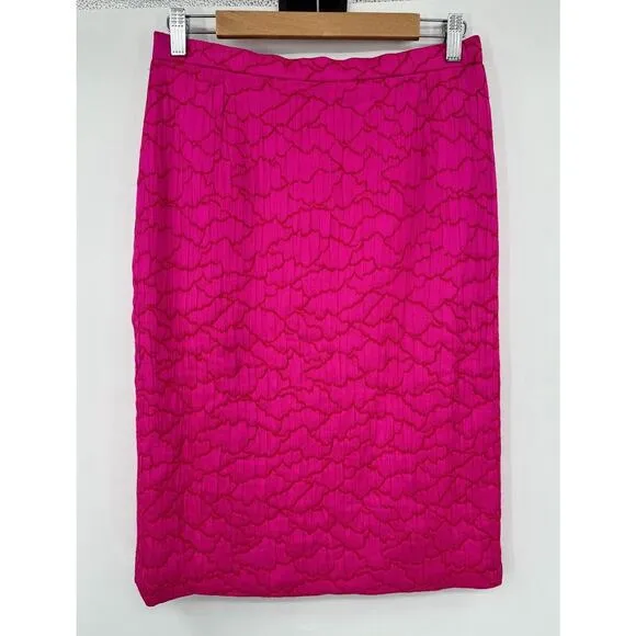 bruce oldfield Skirt Vintage Designer Pink Pattern Lined Wool Silk Blend Pencil