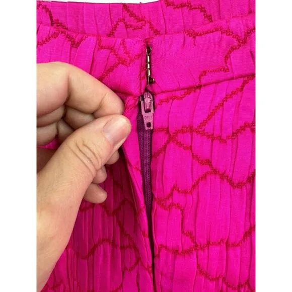 bruce oldfield Skirt Vintage Designer Pink Pattern Lined Wool Silk Blend Pencil
