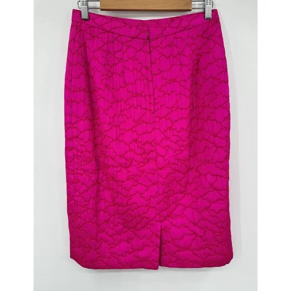 bruce oldfield Skirt Vintage Designer Pink Pattern Lined Wool Silk Blend Pencil