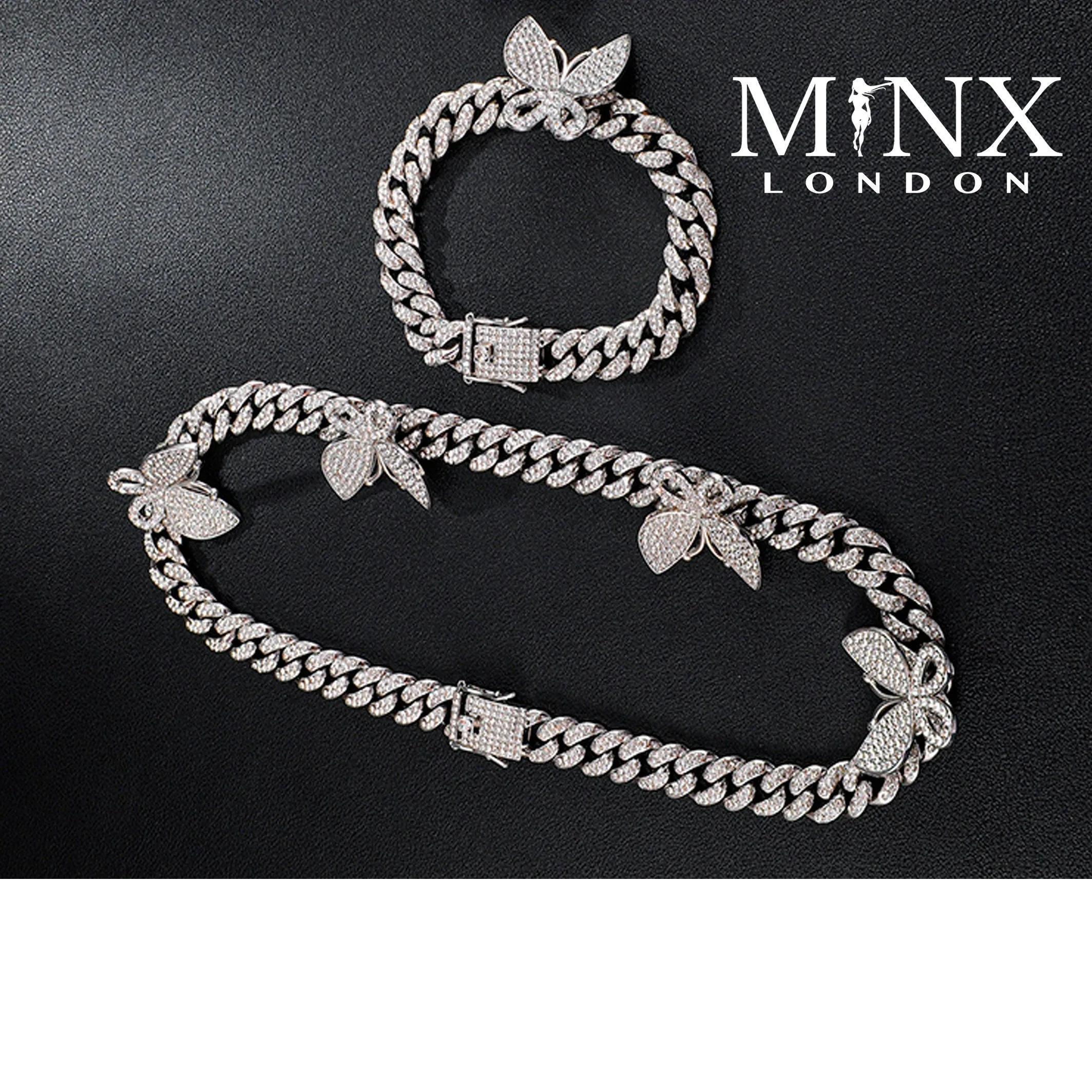 Butterfly Necklace | Butterfly Pendant | Butterfly Bracelet | Womens Iced Out Chain | Womens Cuban Chain | Womens Diamond Necklace | Jewelry