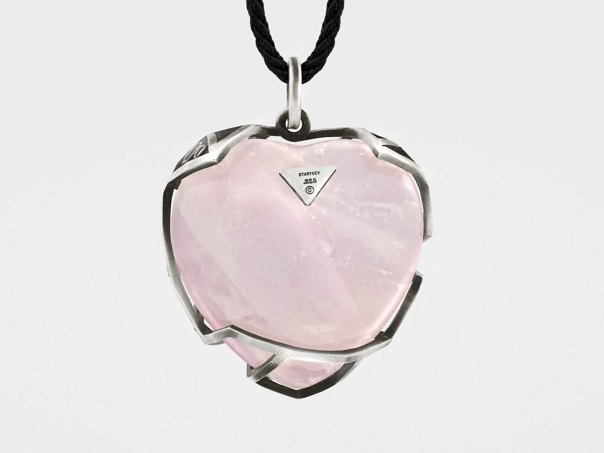 Caged Heart Pendant Necklace with Rose Quartz