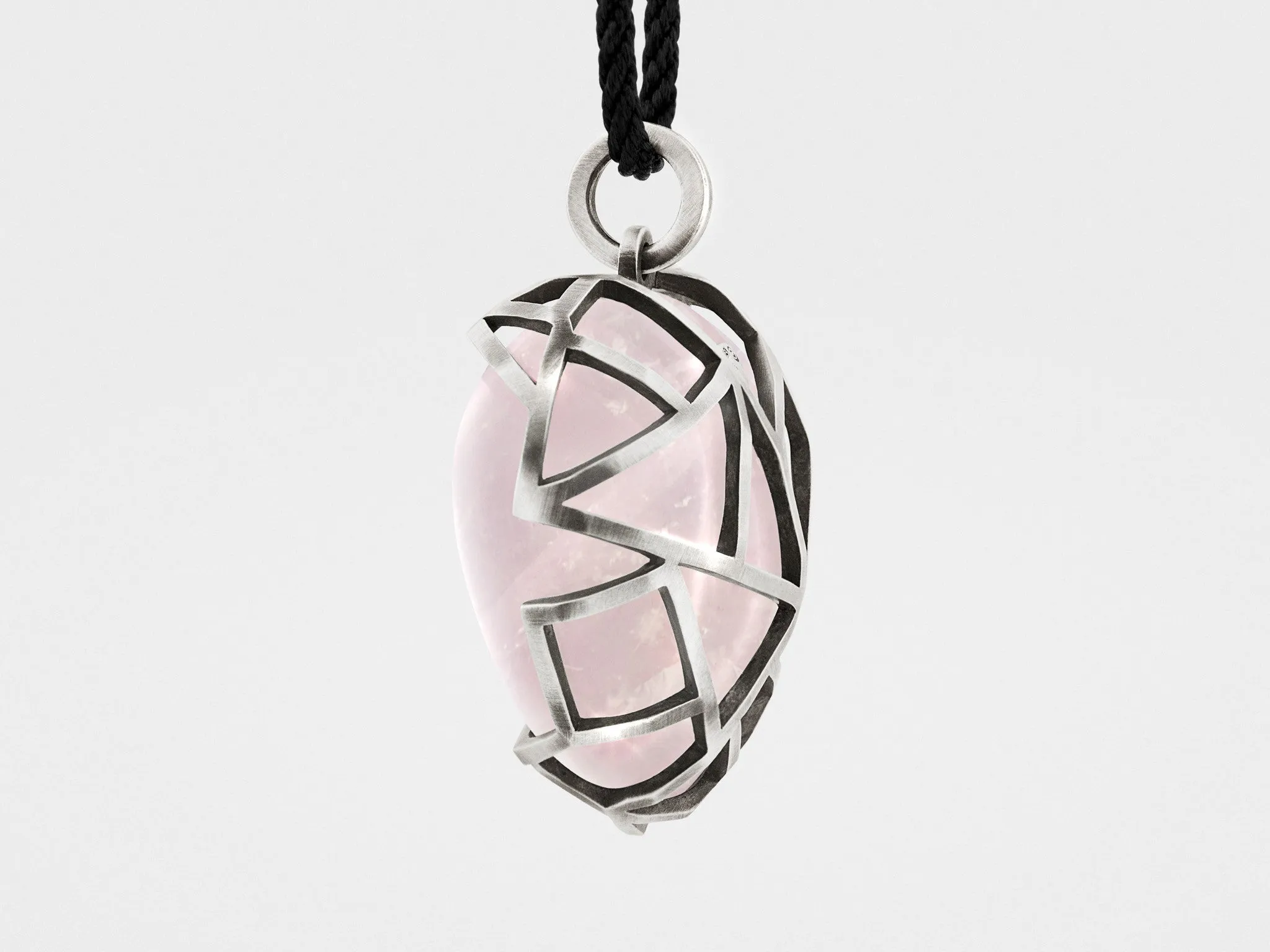Caged Heart Pendant Necklace with Rose Quartz