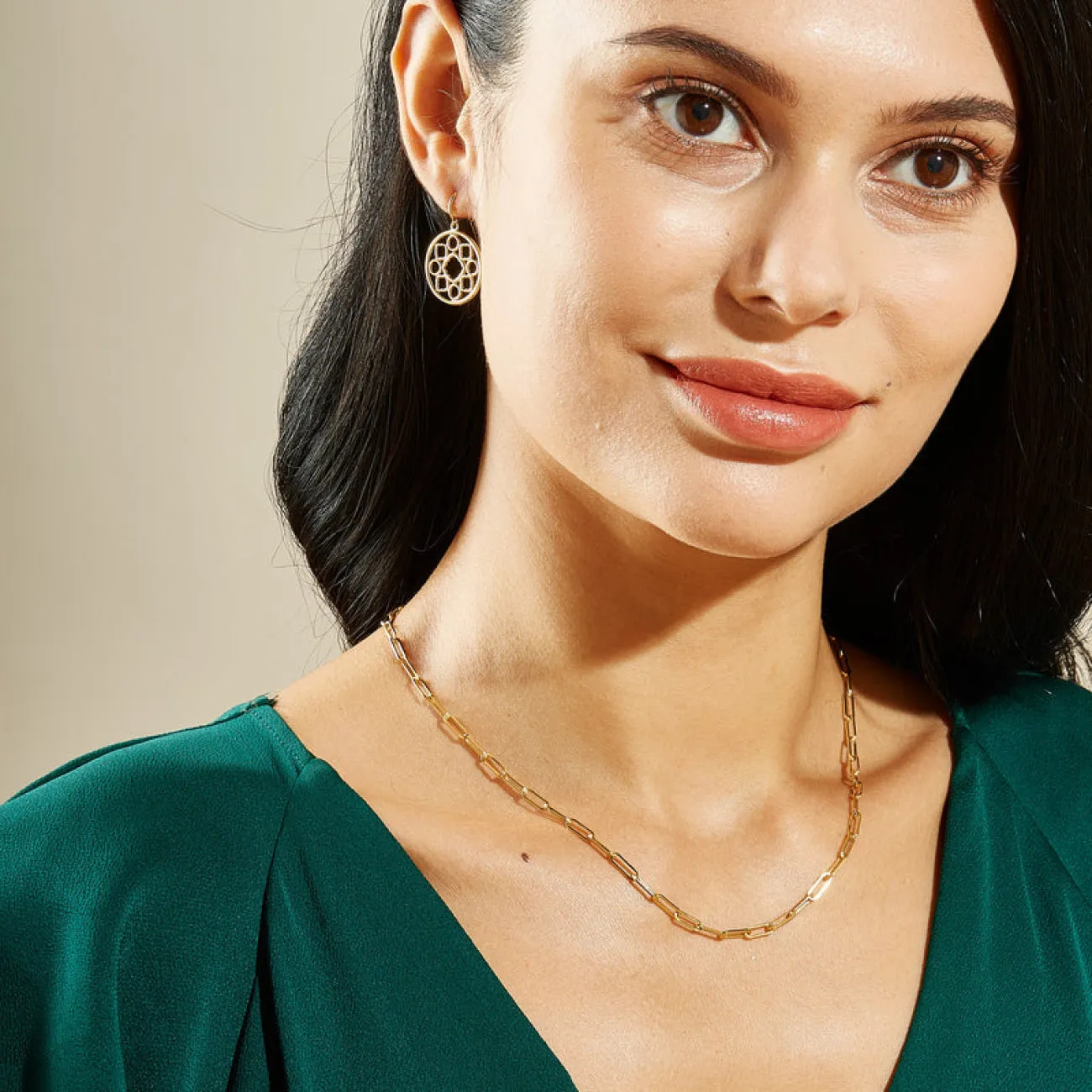 Chain 18K Yellow Gold Medium Solid Paper Clip Link Necklace