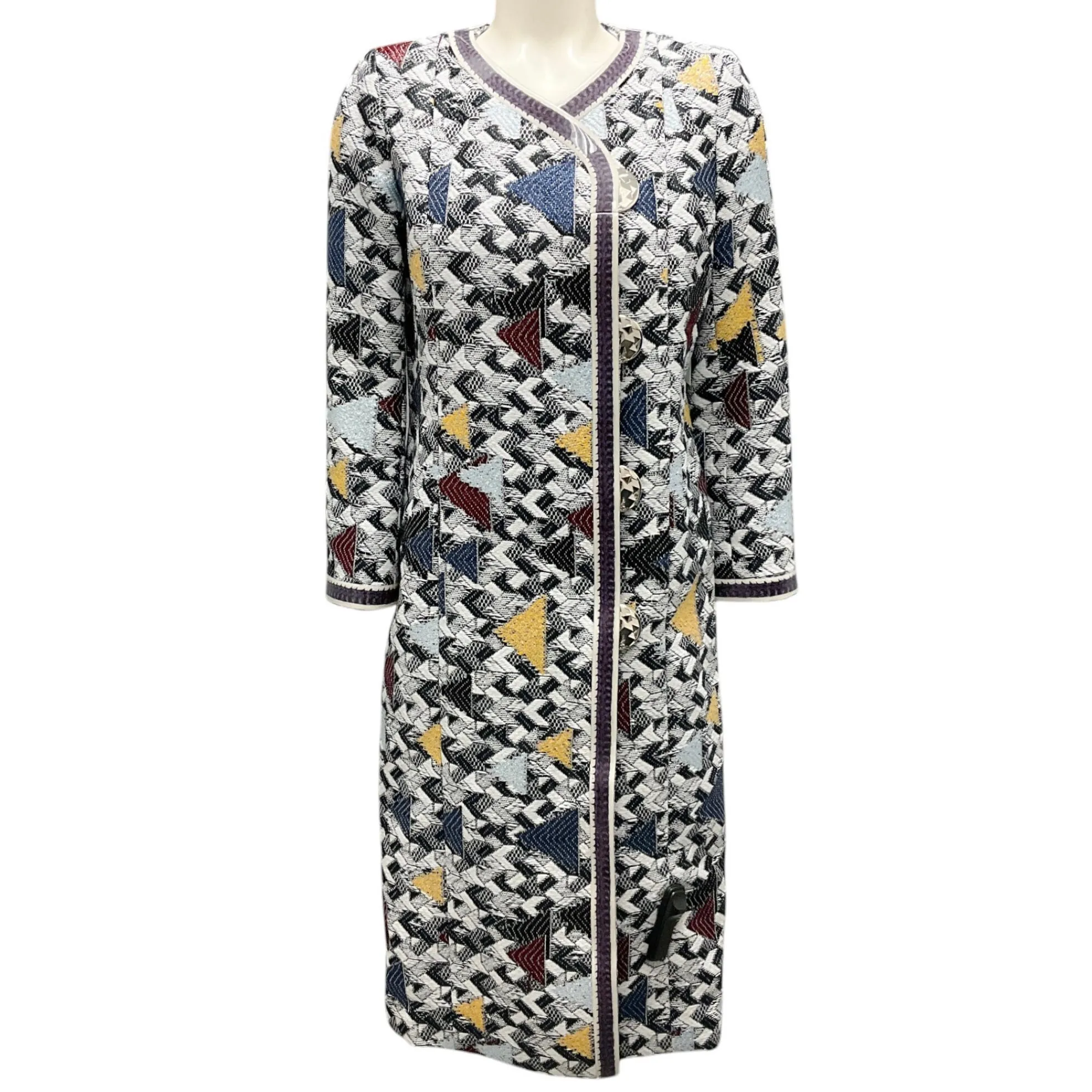Chanel Black / White / Navy / Yellow 2016 Fantasy Tweed Coat