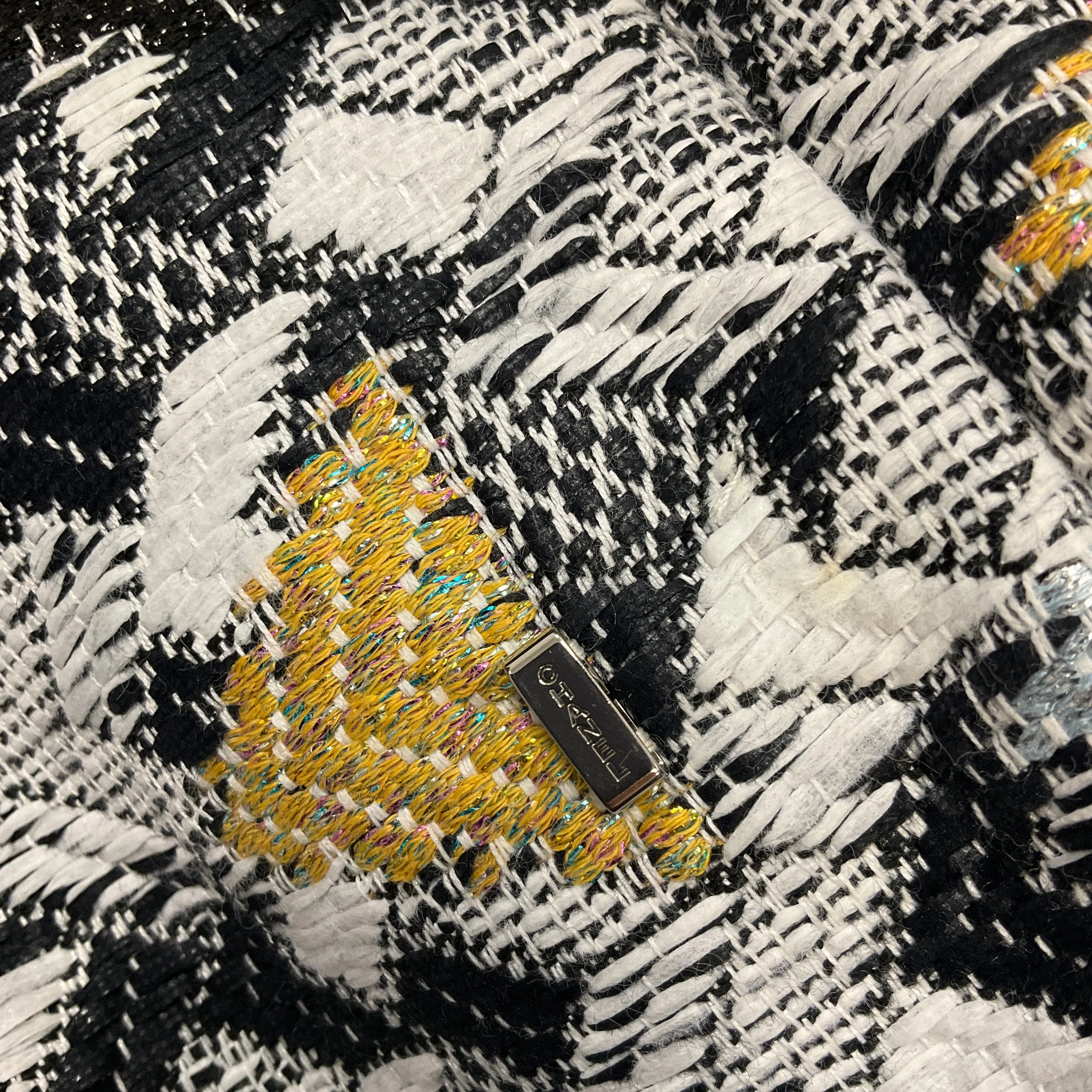 Chanel Black / White / Navy / Yellow 2016 Fantasy Tweed Coat