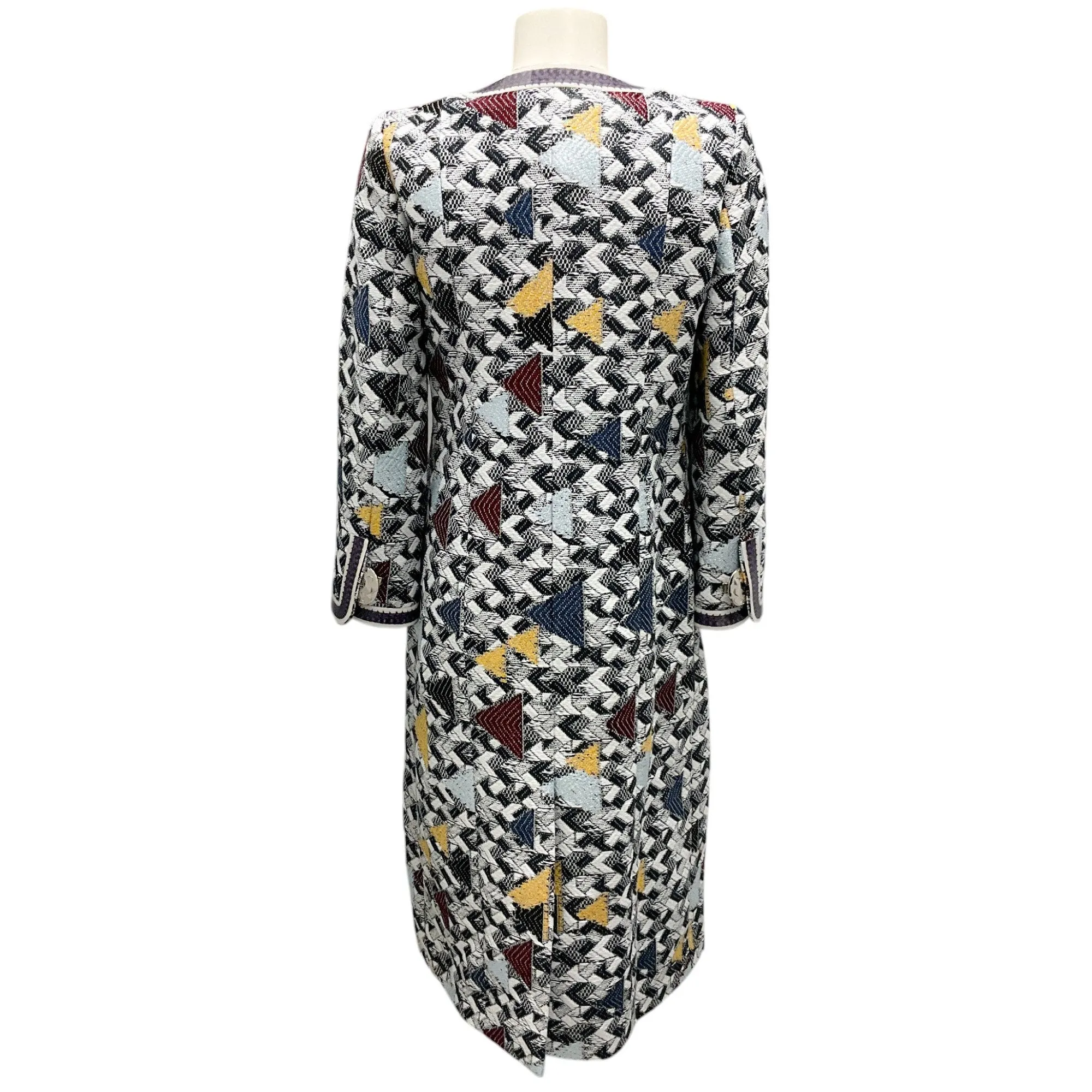 Chanel Black / White / Navy / Yellow 2016 Fantasy Tweed Coat