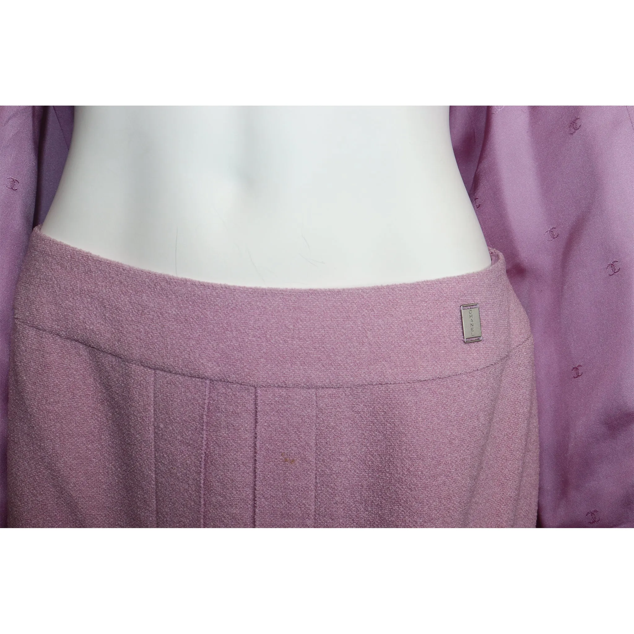 Chanel Lavender Wool Jacket & Skirt Set Circa 1990s