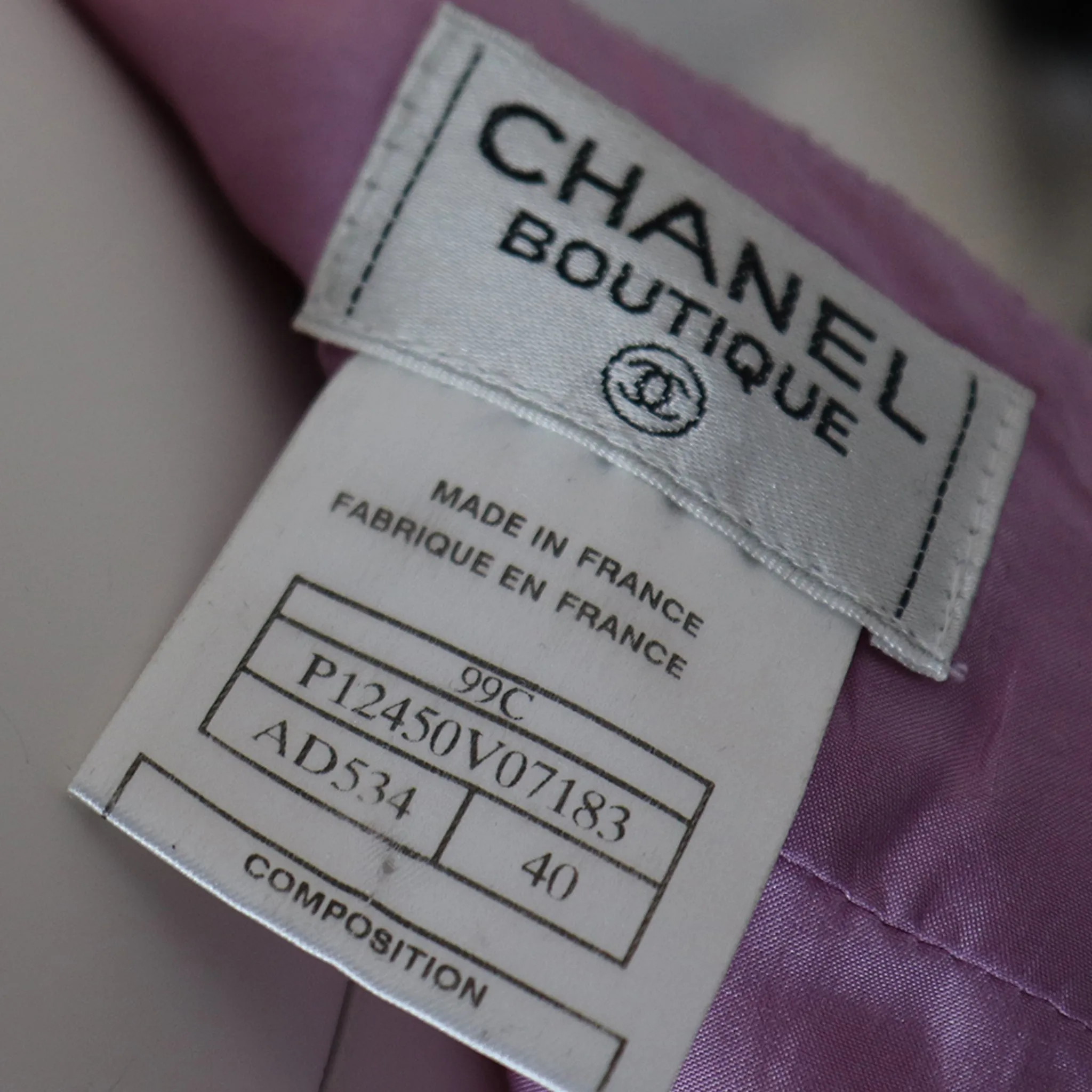 Chanel Lavender Wool Jacket & Skirt Set Circa 1990s