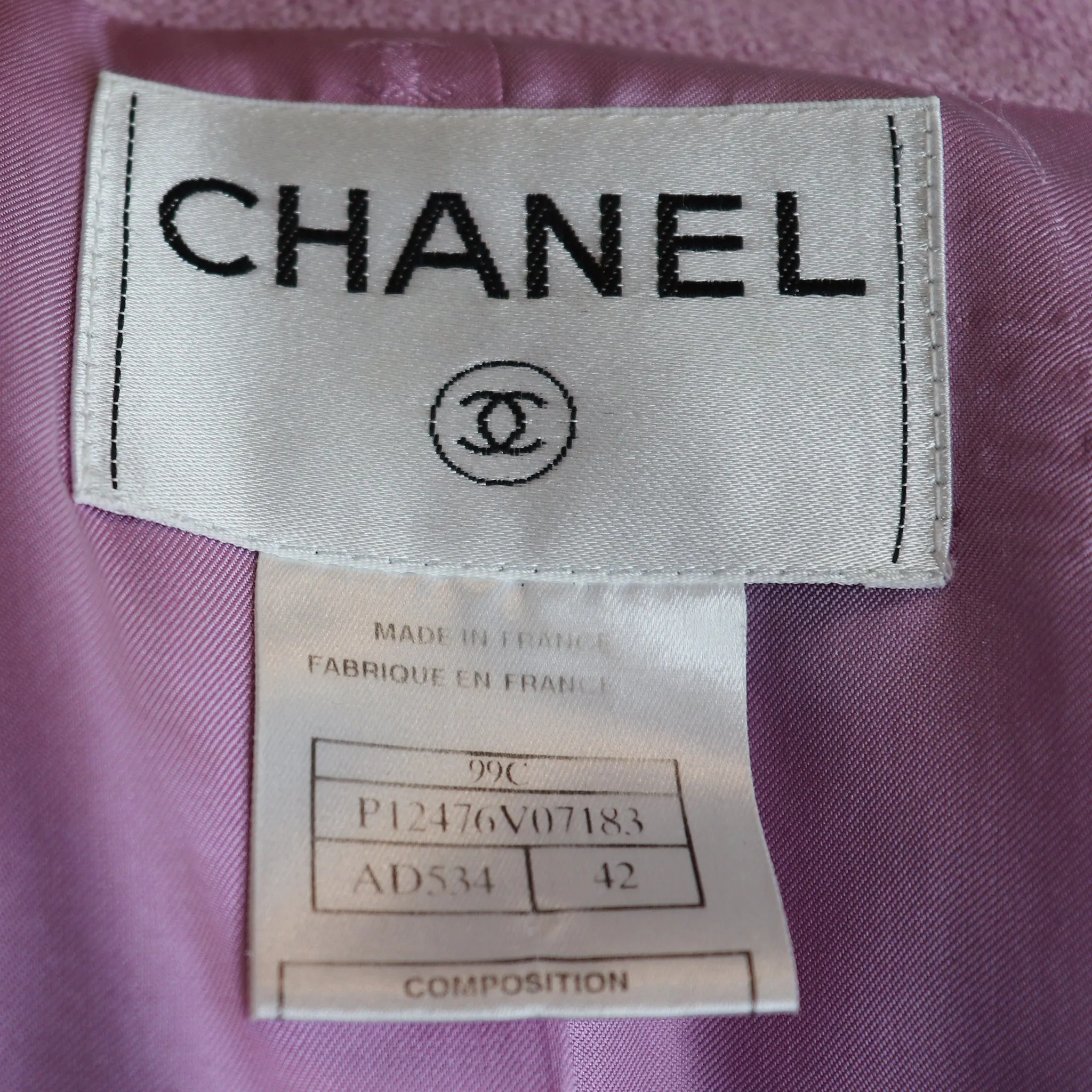 Chanel Lavender Wool Jacket & Skirt Set Circa 1990s