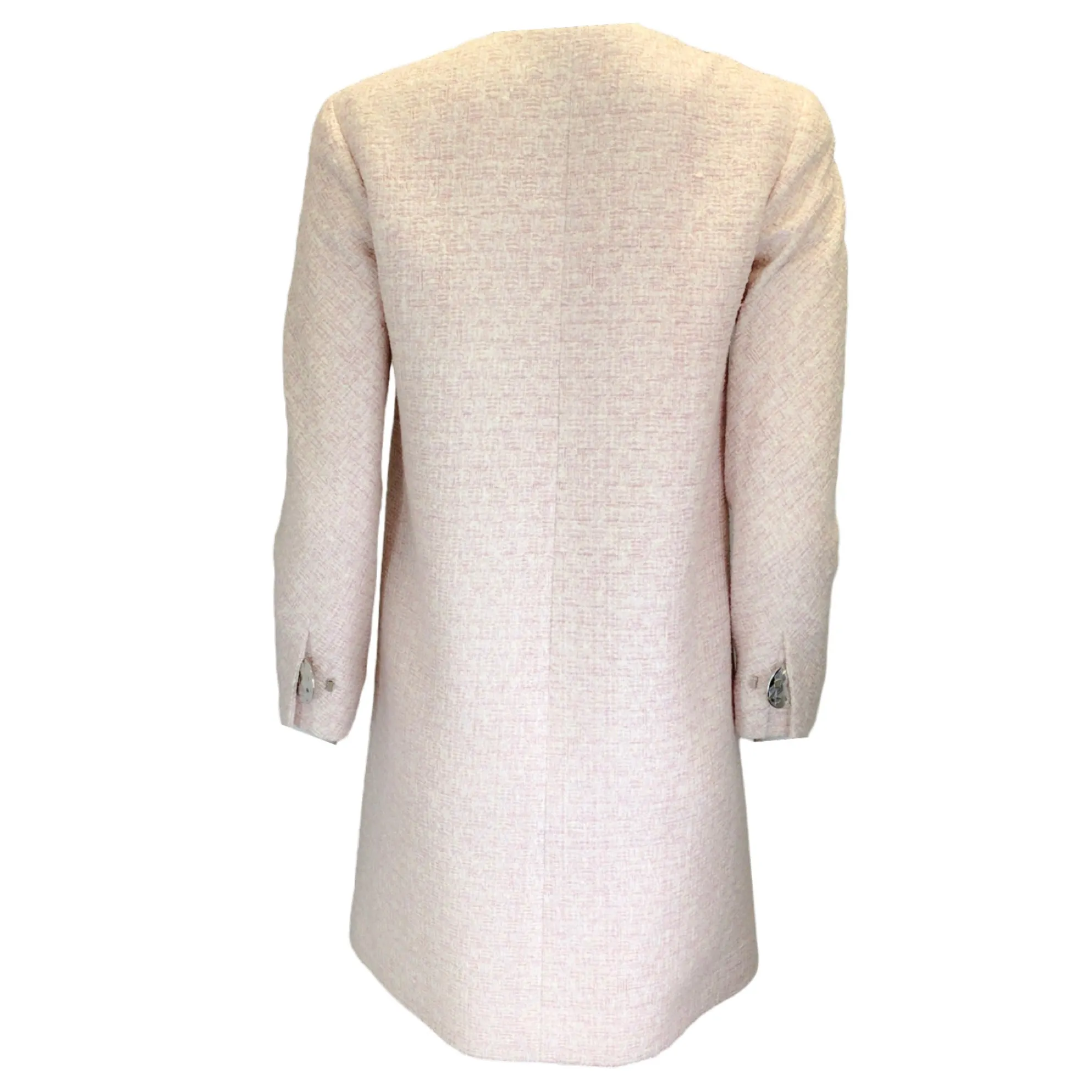 Chanel Light Pink / Ecru 2016 Three-Button Fantasy Tweed Coat