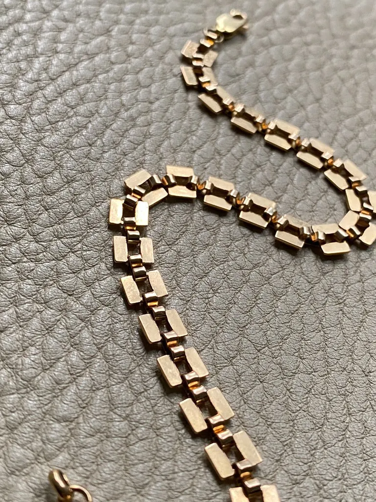 Checkerboard link bracelet in 18k gold - Swedish vintage 1940 - 8.2 inch length
