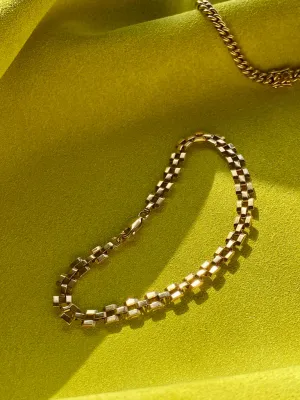 Checkerboard link bracelet in 18k gold - Swedish vintage 1940 - 8.2 inch length