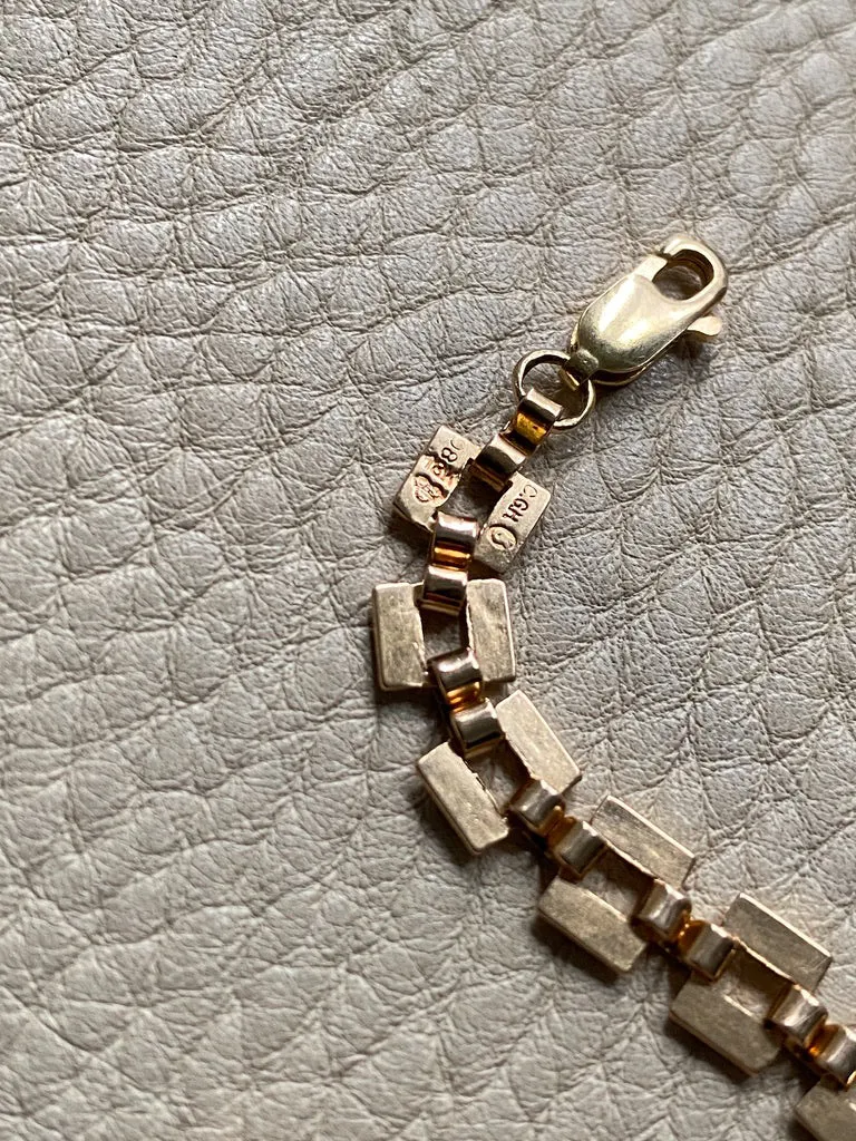 Checkerboard link bracelet in 18k gold - Swedish vintage 1940 - 8.2 inch length