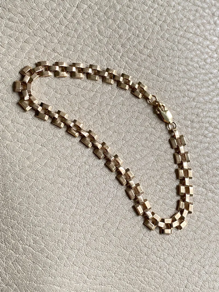 Checkerboard link bracelet in 18k gold - Swedish vintage 1940 - 8.2 inch length