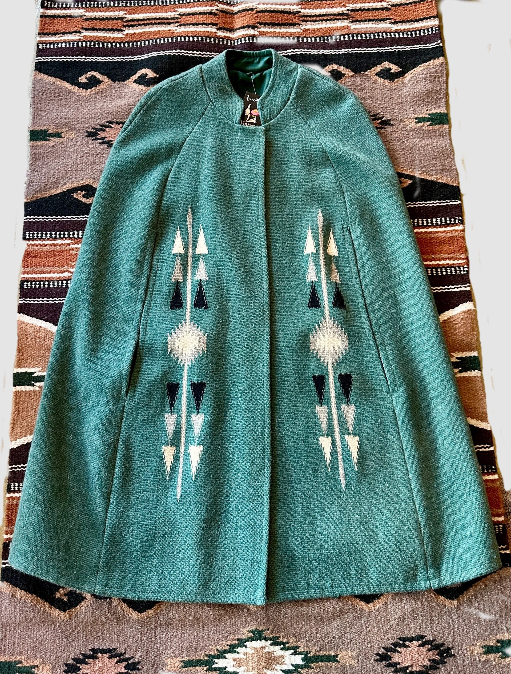 CHIMAYO Vintage Southwestern Tapestry Blanket Poncho • Small