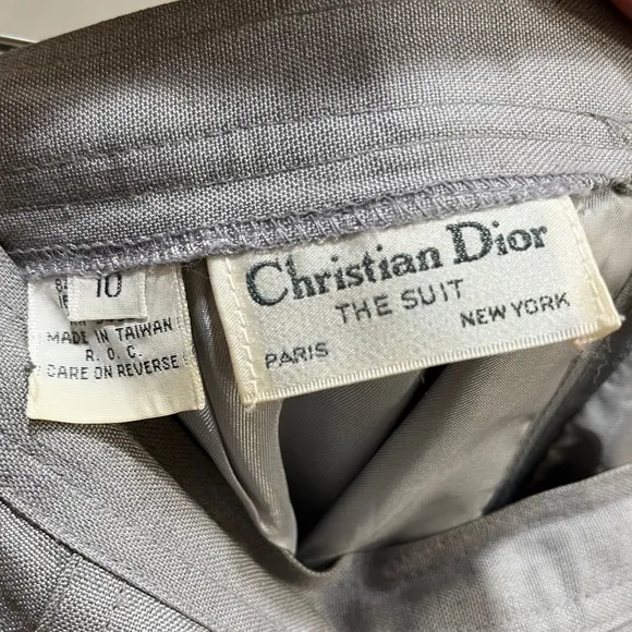 Christian Dior Vintage The Suit Gray Linen Rayon Blend Skirt Sz 10