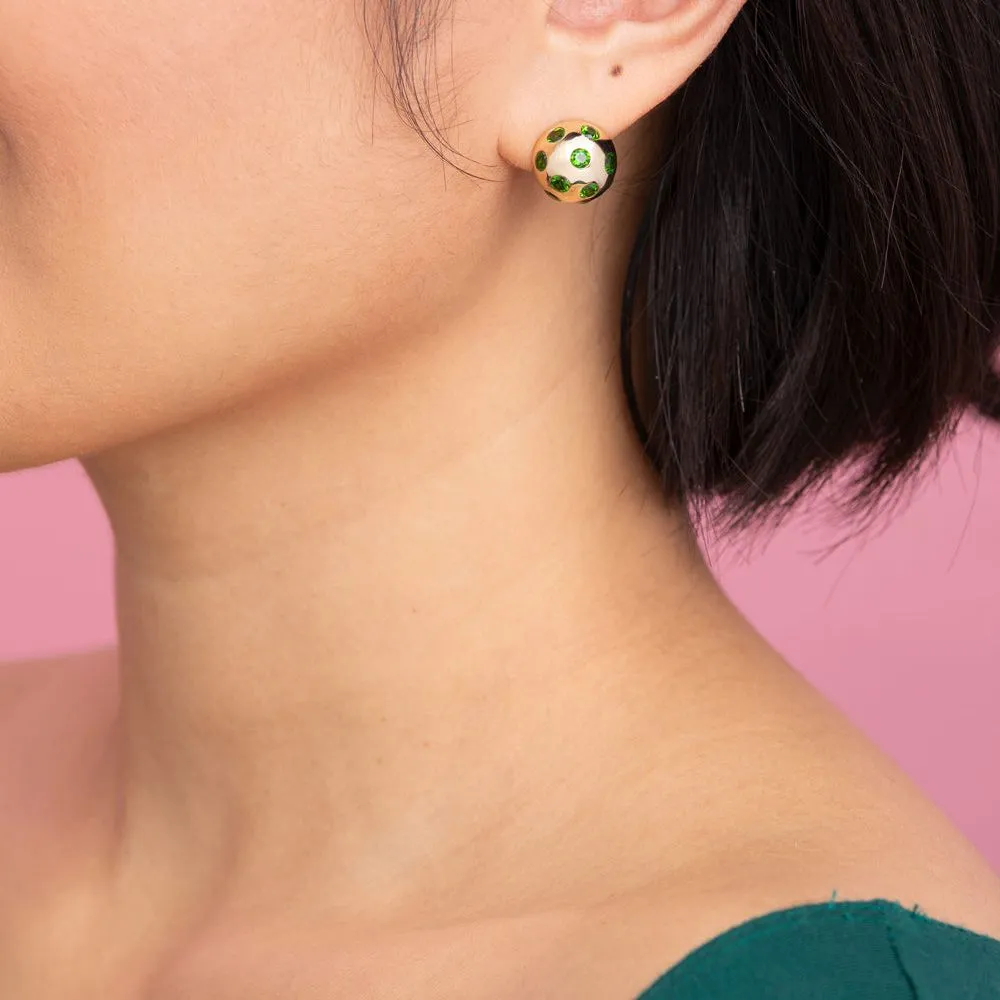 Chrome Diopside Polka Dot Ball Earrings