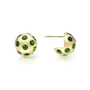 Chrome Diopside Polka Dot Ball Earrings