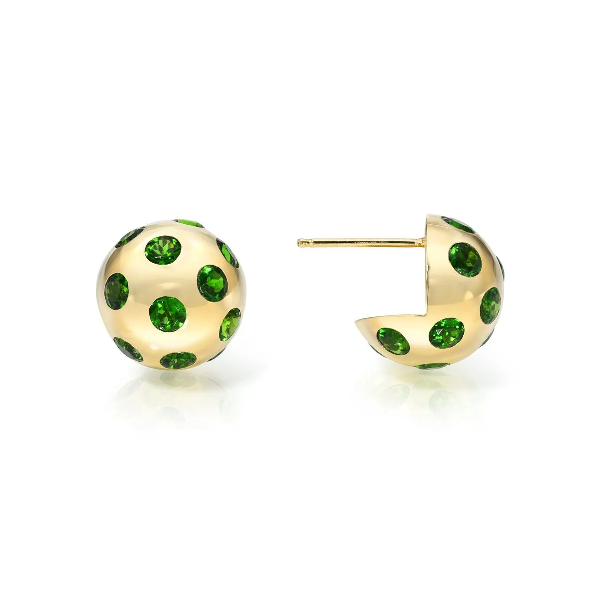 Chrome Diopside Polka Dot Ball Earrings