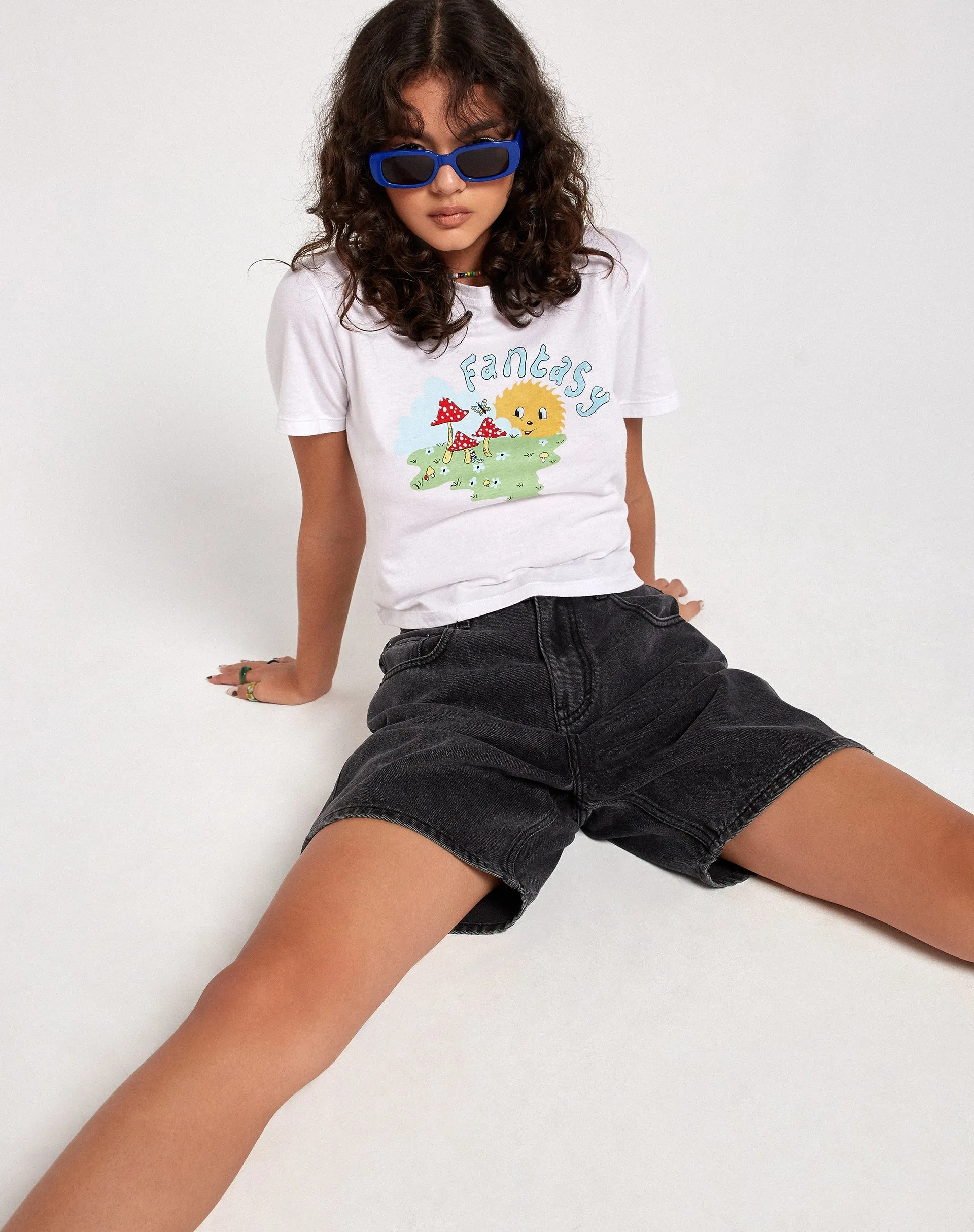 Dad Denim Shorts in Black Wash