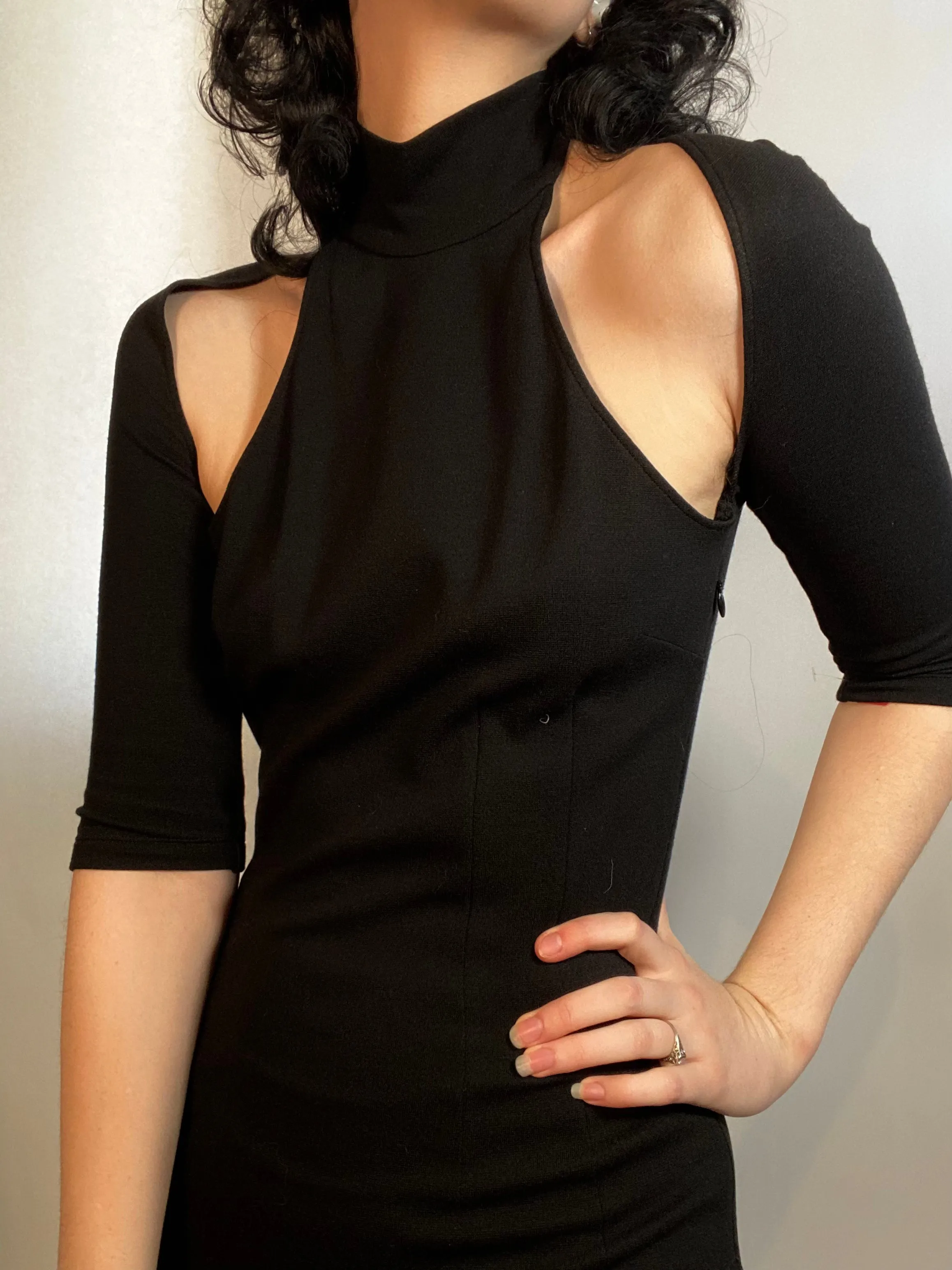 D&G Dolce & Gabbana Black Cutouts Dress SEXY 90s