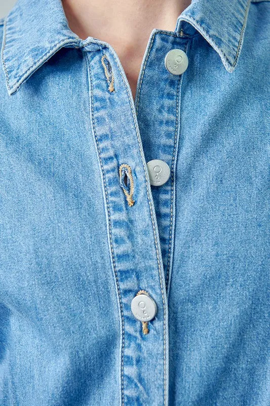 Denim Lab USA Vintage Roll Up Denim Short Romper