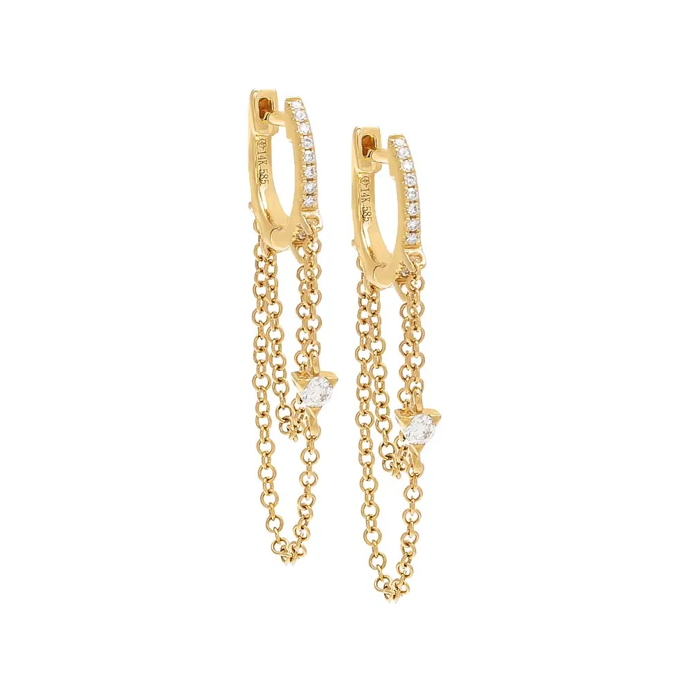 Diamond Chain Huggie Earring 14K