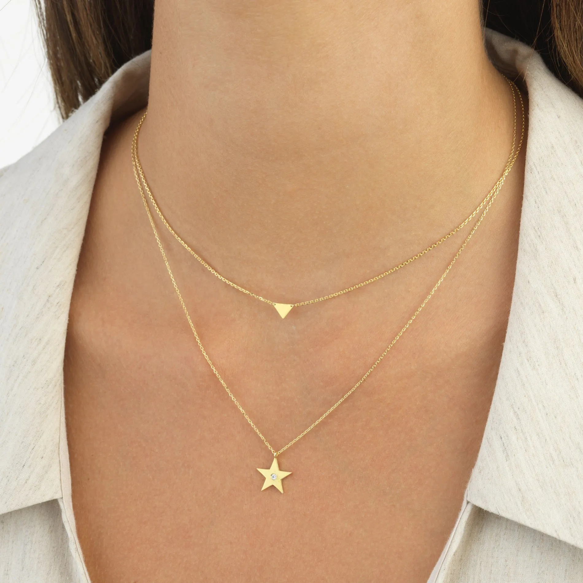 Diamond Star Necklace 14K