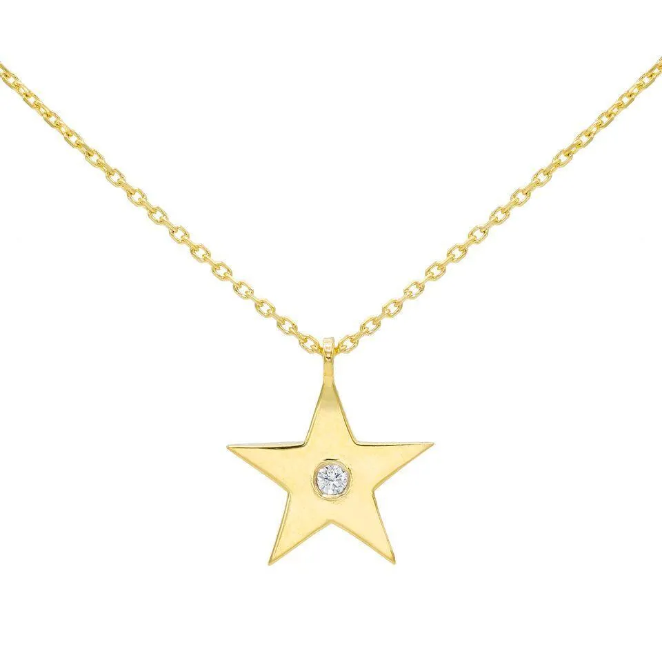 Diamond Star Necklace 14K