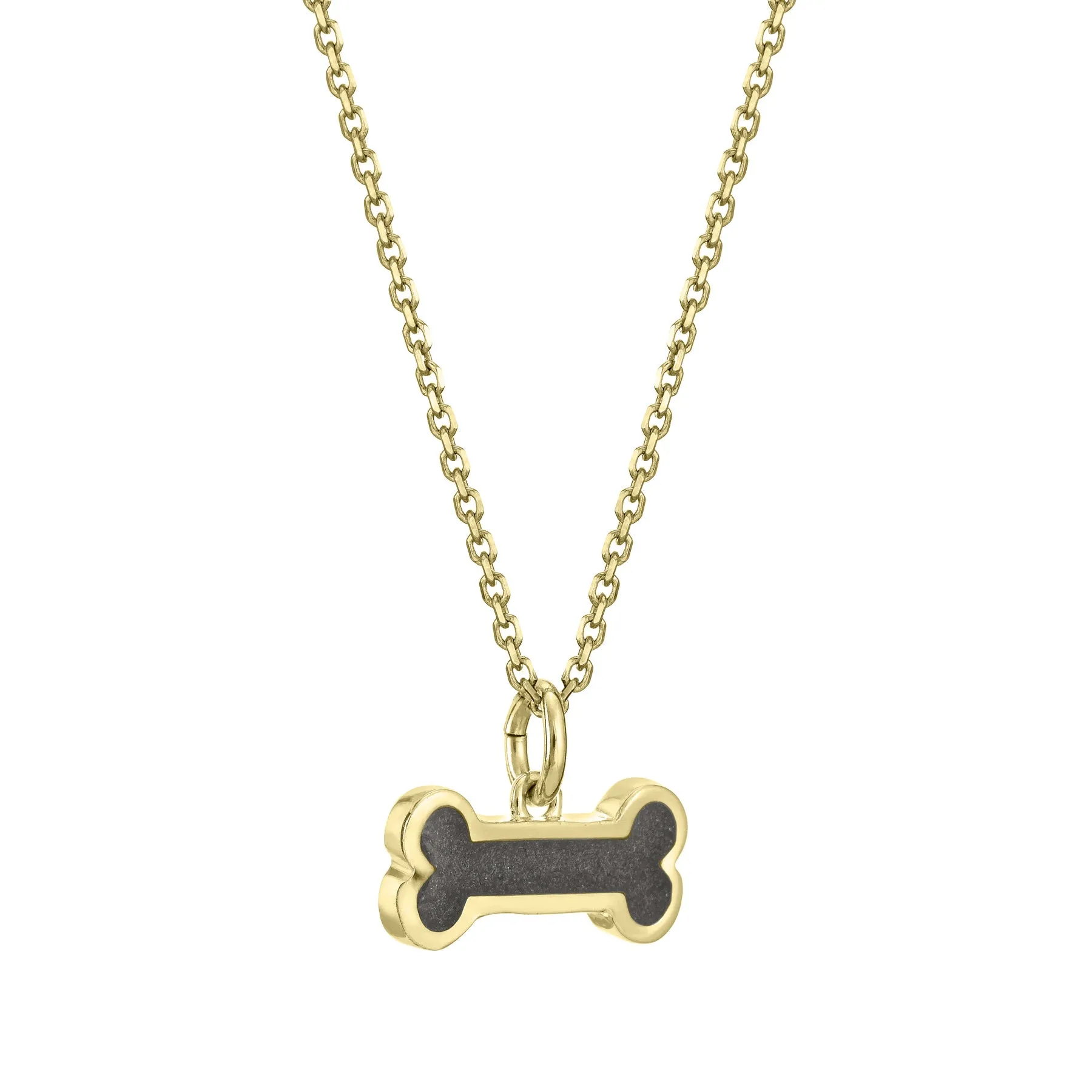 Dog Bone Cremation Necklace in 14K Yellow Gold
