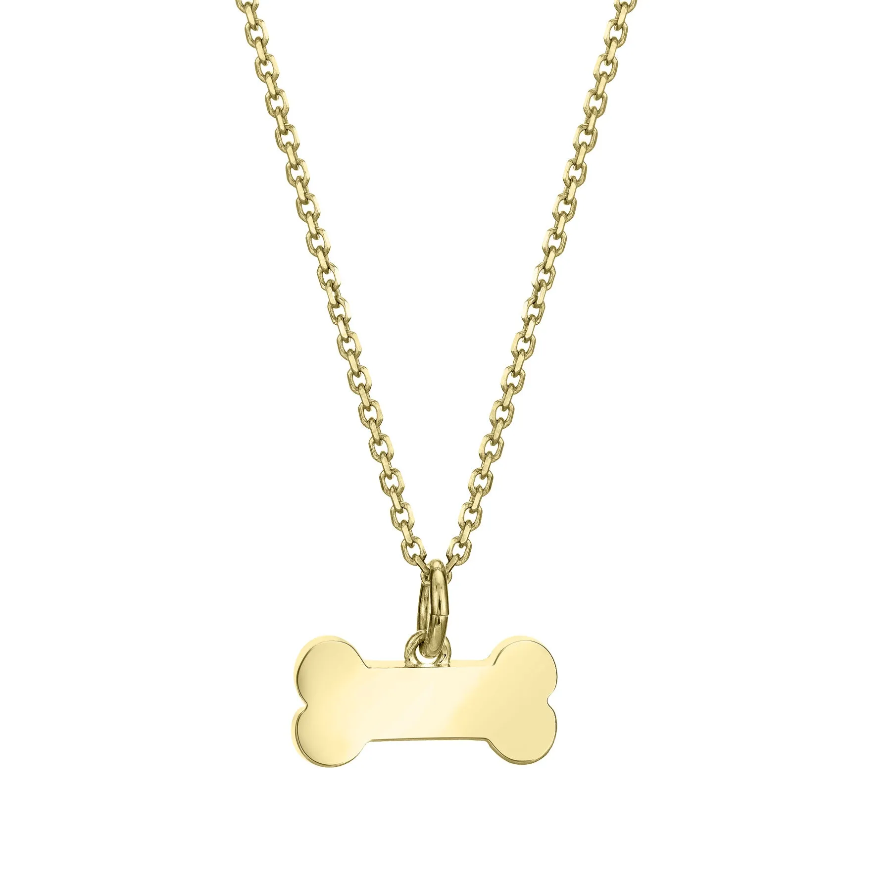 Dog Bone Cremation Necklace in 14K Yellow Gold