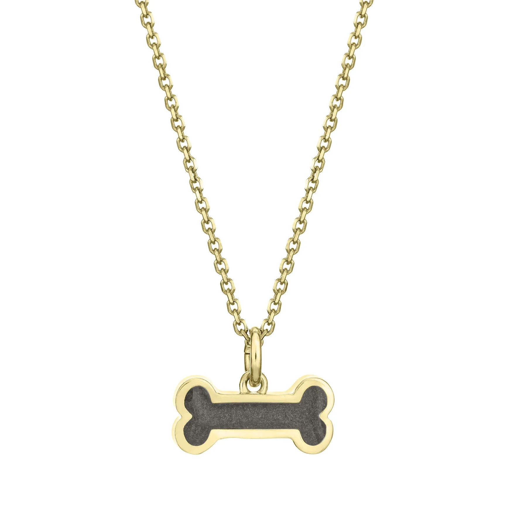 Dog Bone Cremation Necklace in 14K Yellow Gold