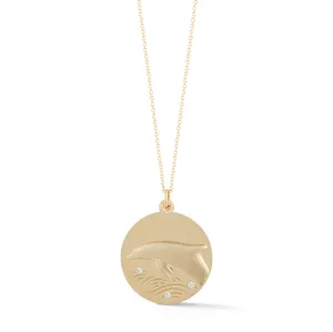 Dolphin Solid 14K Gold Charm Chain Necklace with Diamonds