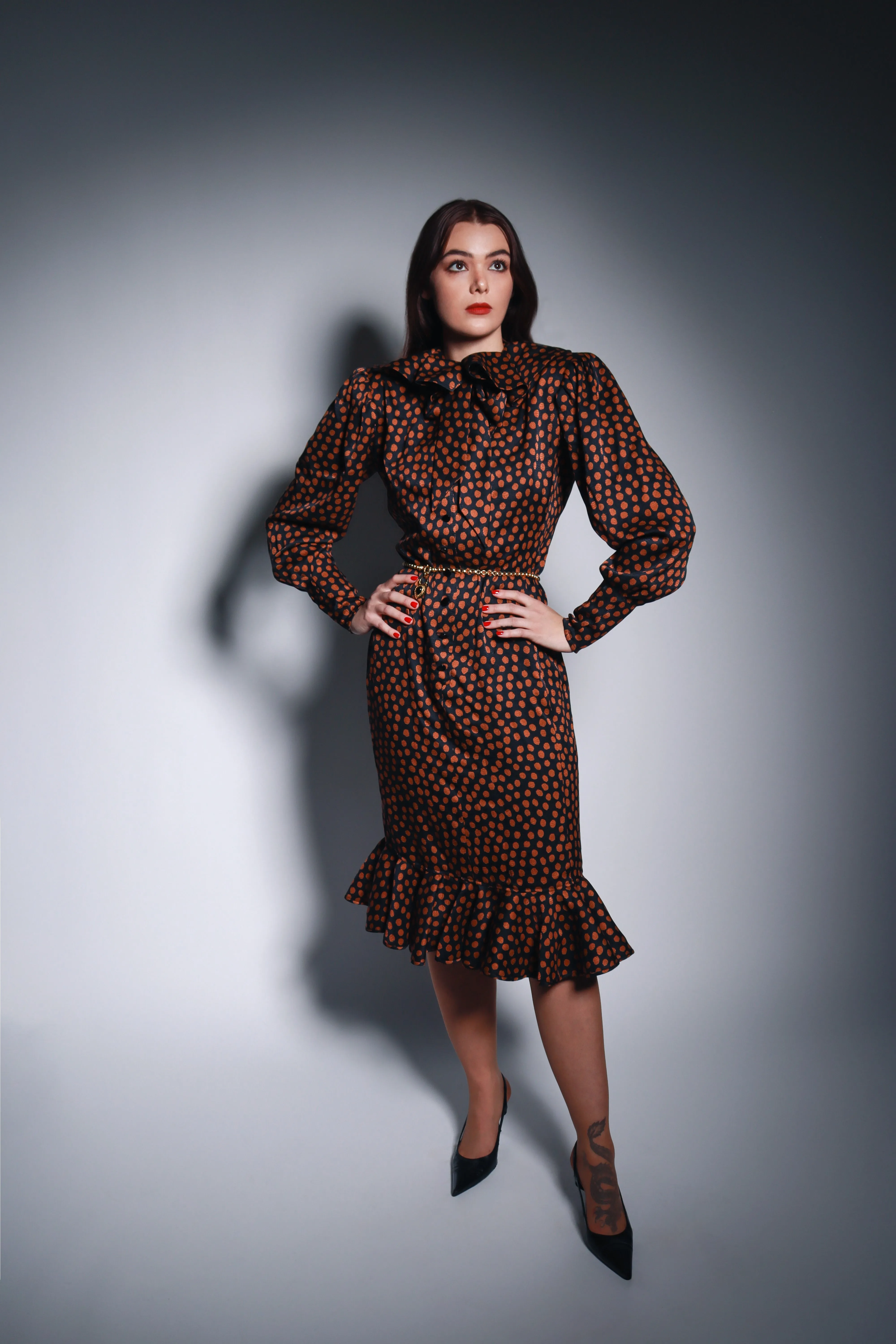 Dot Print Ruffle Dress