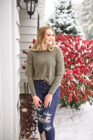Double Vision Long Sleeve Top In Frosted Pine