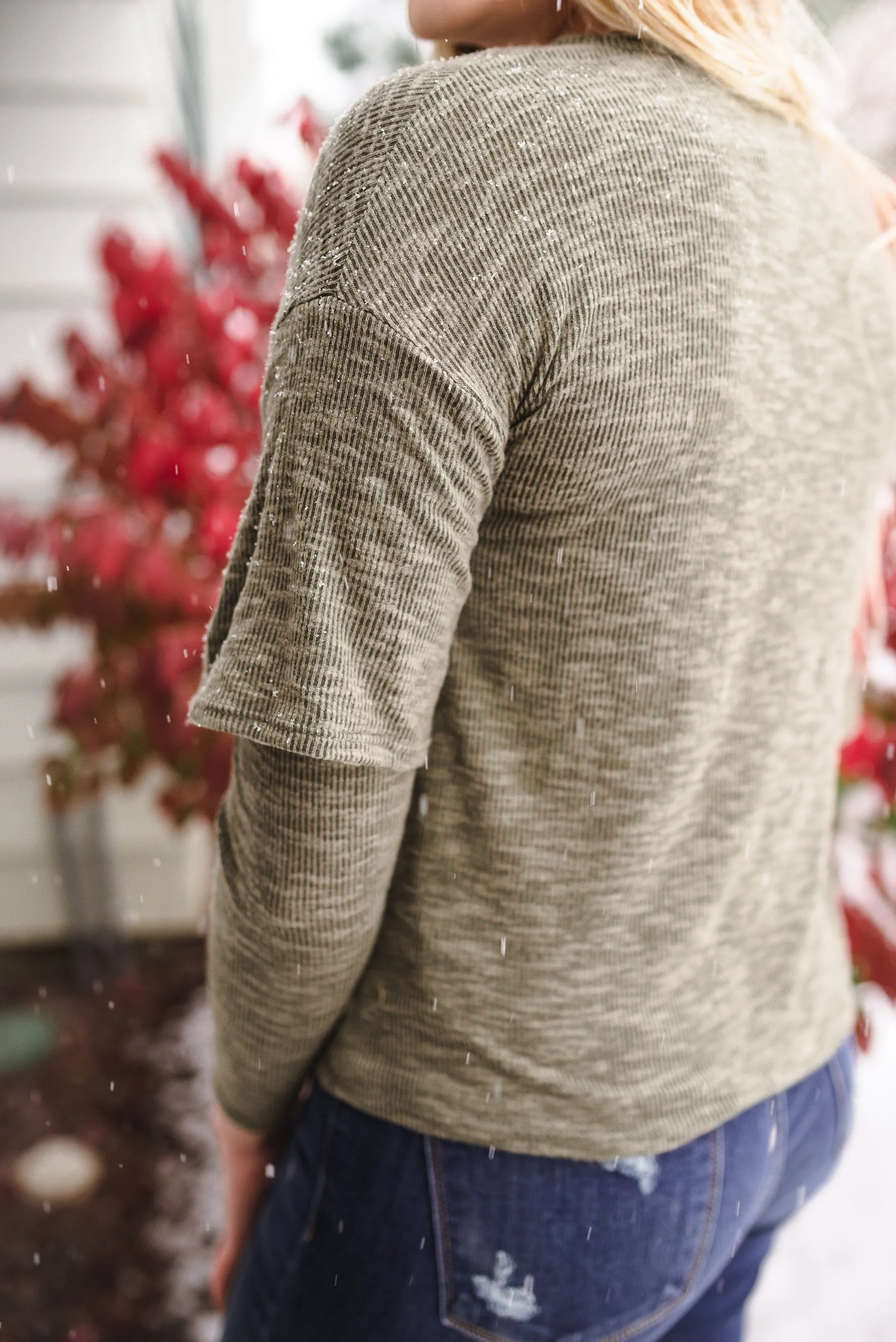Double Vision Long Sleeve Top In Frosted Pine